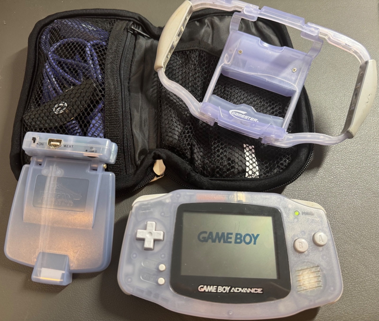 Nintendo Game Boy Advance AGB-001 Glacier 1. Works Perfect! Bonus accessories!