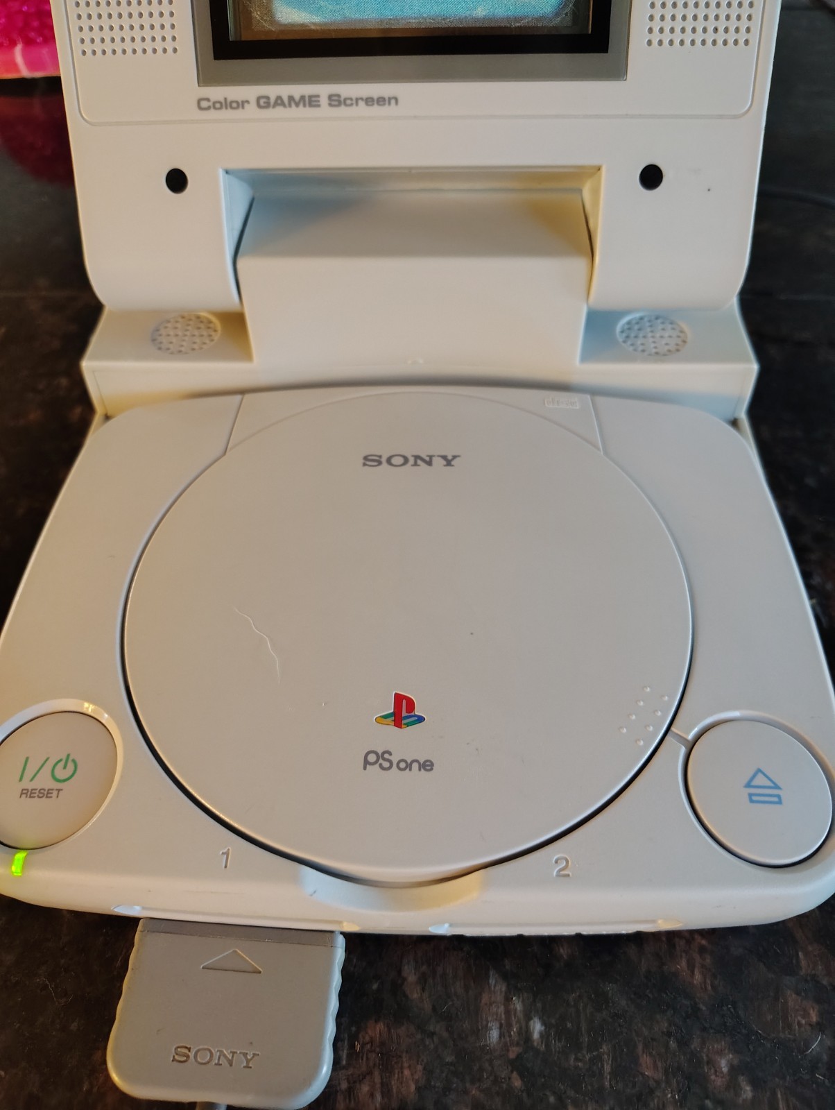 Sony Playstation 1 Console W/ RARE LCD Screen Attachment PS1 No Sound! 1 Game