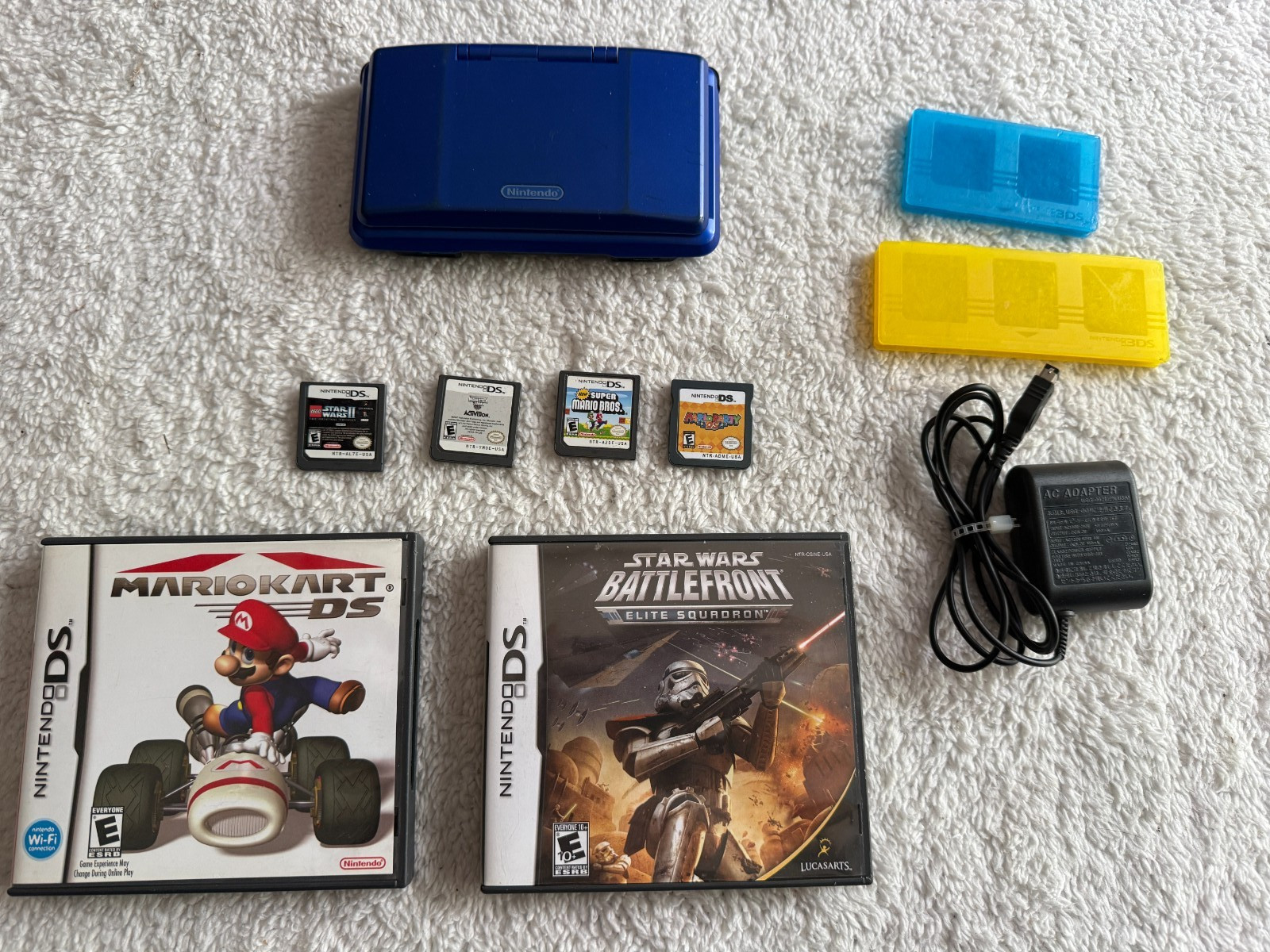 Nintendo DS Original Handheld Console Blue NTR-001 Bundle 6 Games Charger Works!