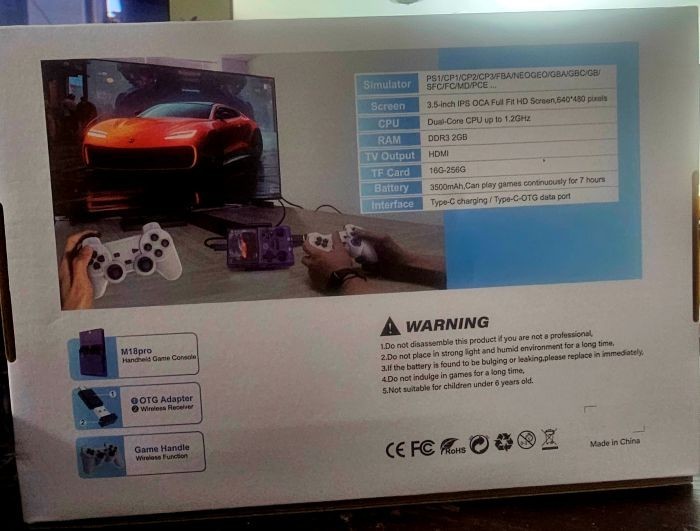 M18Pro Handheld Game Console White, Wireless Controllers, 3.5″ Screen, HDMI, OTG