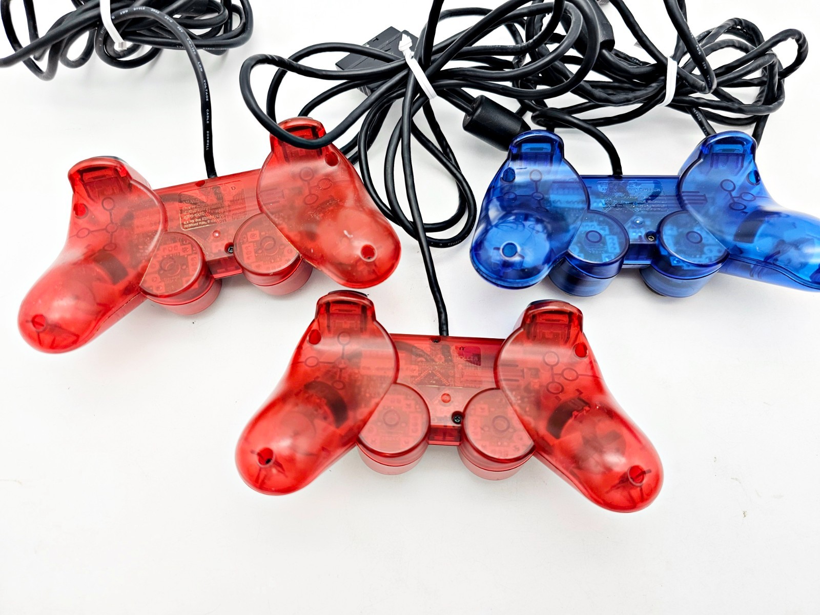 Playstation 2 Controller OEM 3pc Lot Red Blue
