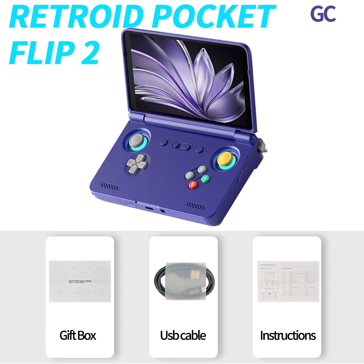 Retro Pocket Flip2 Gaming Console Android 13 5.5-inch AMOLED Touchscreen