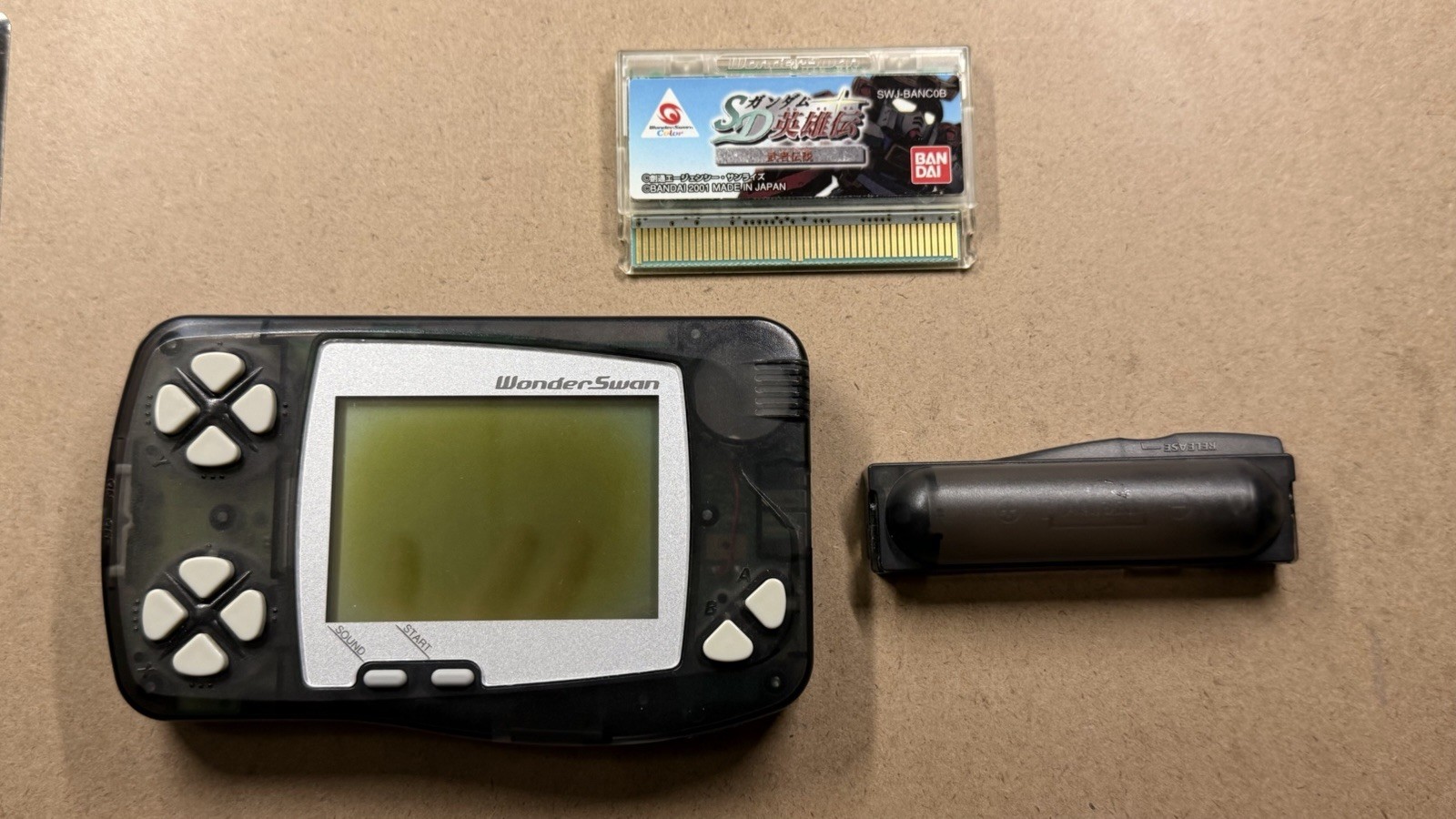 Bandai WonderSwan Black Handheld Console With SD Gundam Game, USED, TESTED