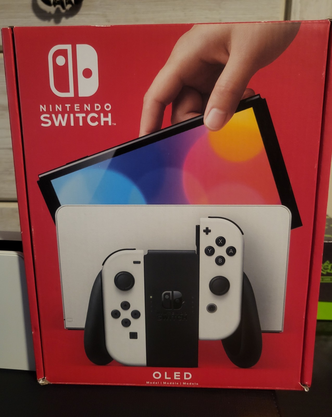 Nintendo Switch OLED Model – White – Orange Purple Joycons + 64gb Sandisk