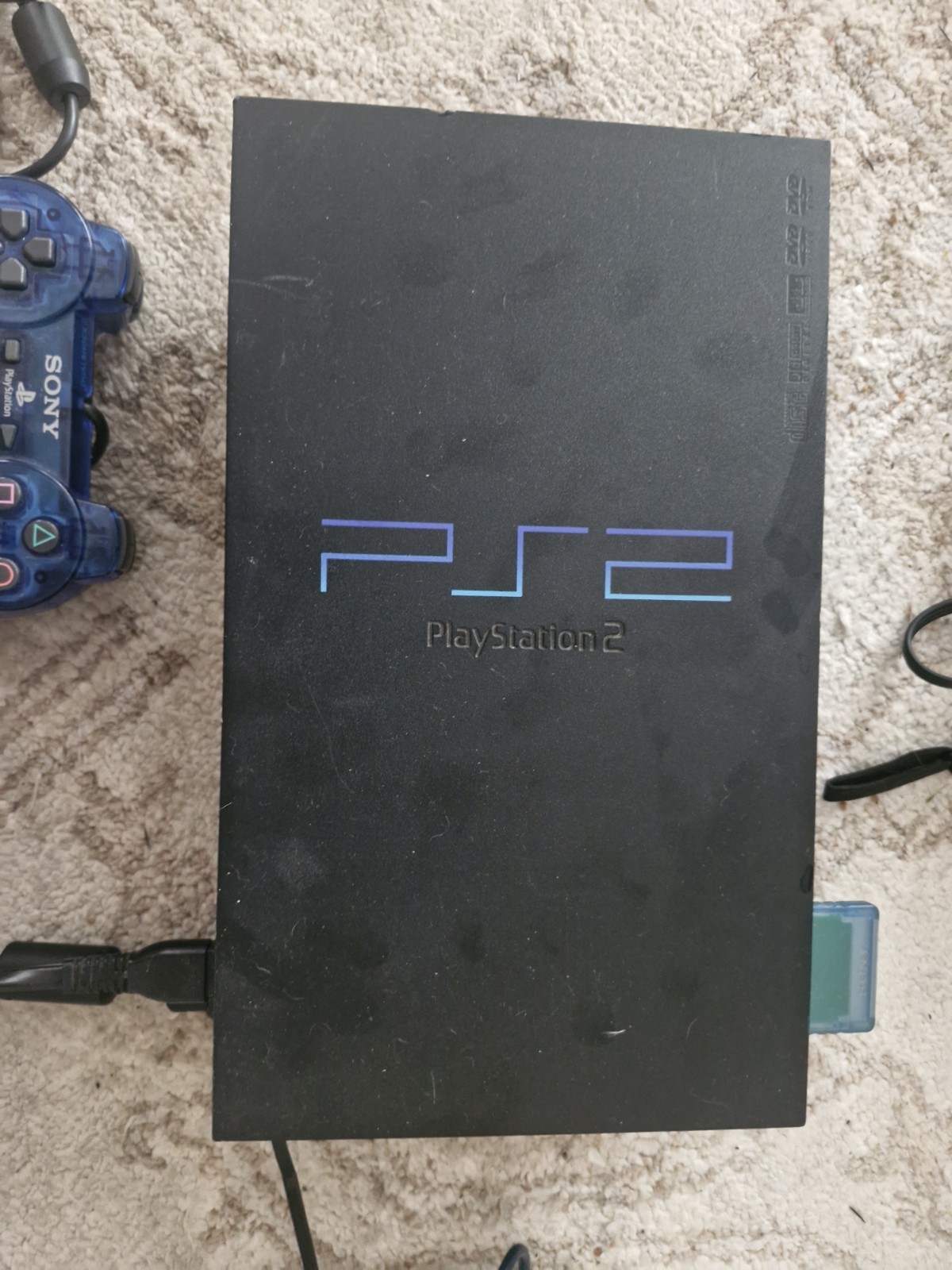 Playstation 2 PS2 Fat Black Game Console 2 OEM Controllers Extender Memory Card