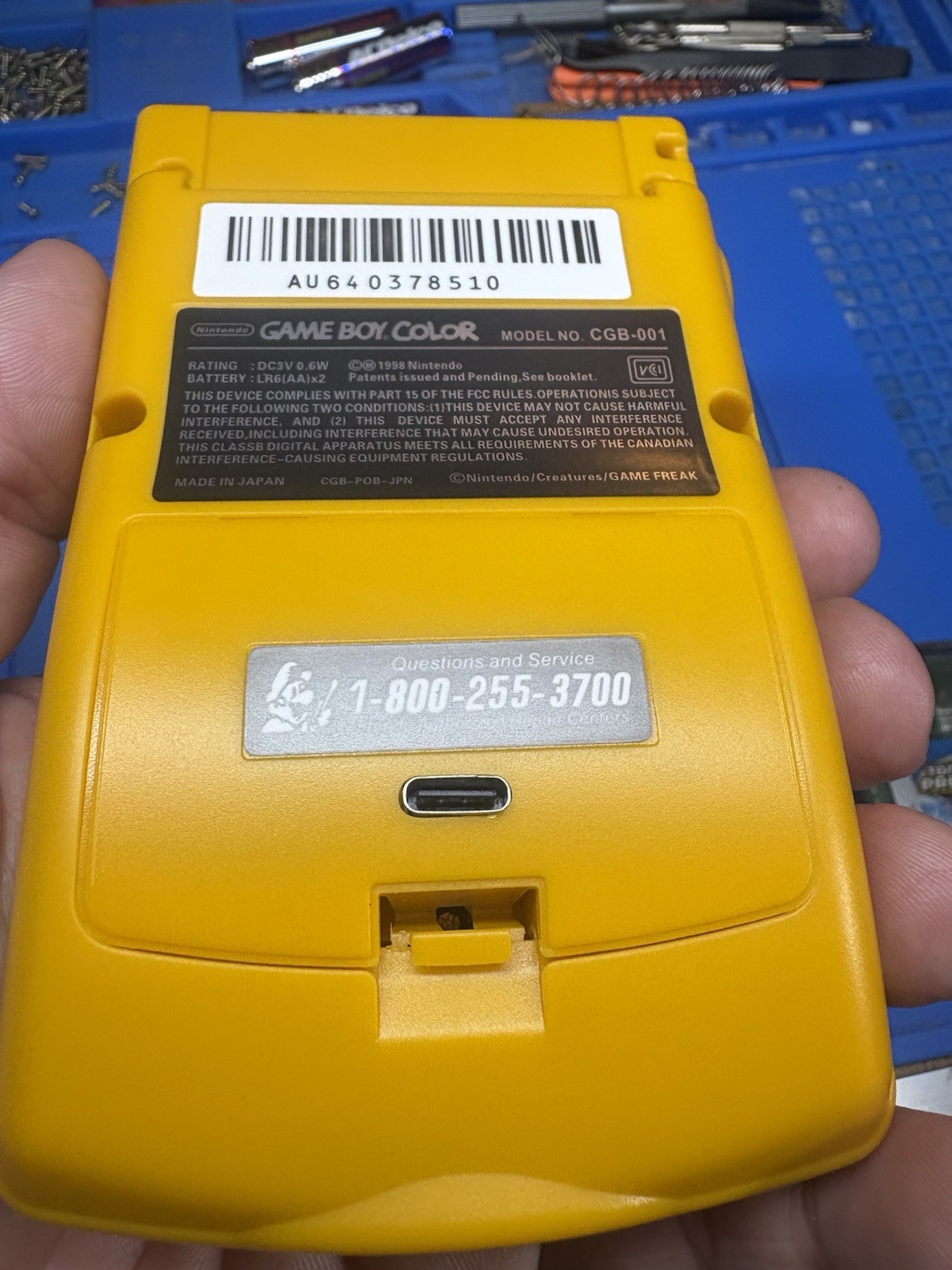 Backlit IPS Dandelion Yellow Gameboy Color 1500 MAH Battery Nintendo GBC USB C