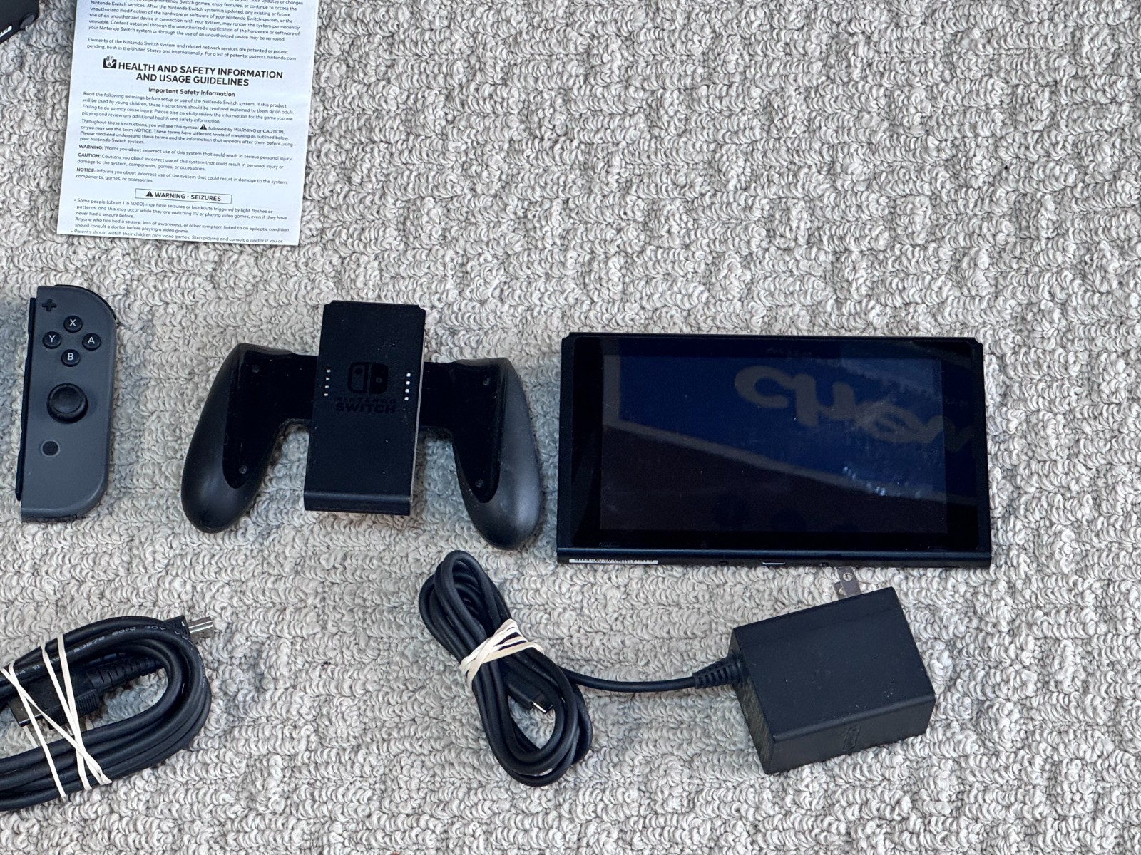 Nintendo Switch Boxed Console w/ Gray Joy-Cons, Dock & Charger – System