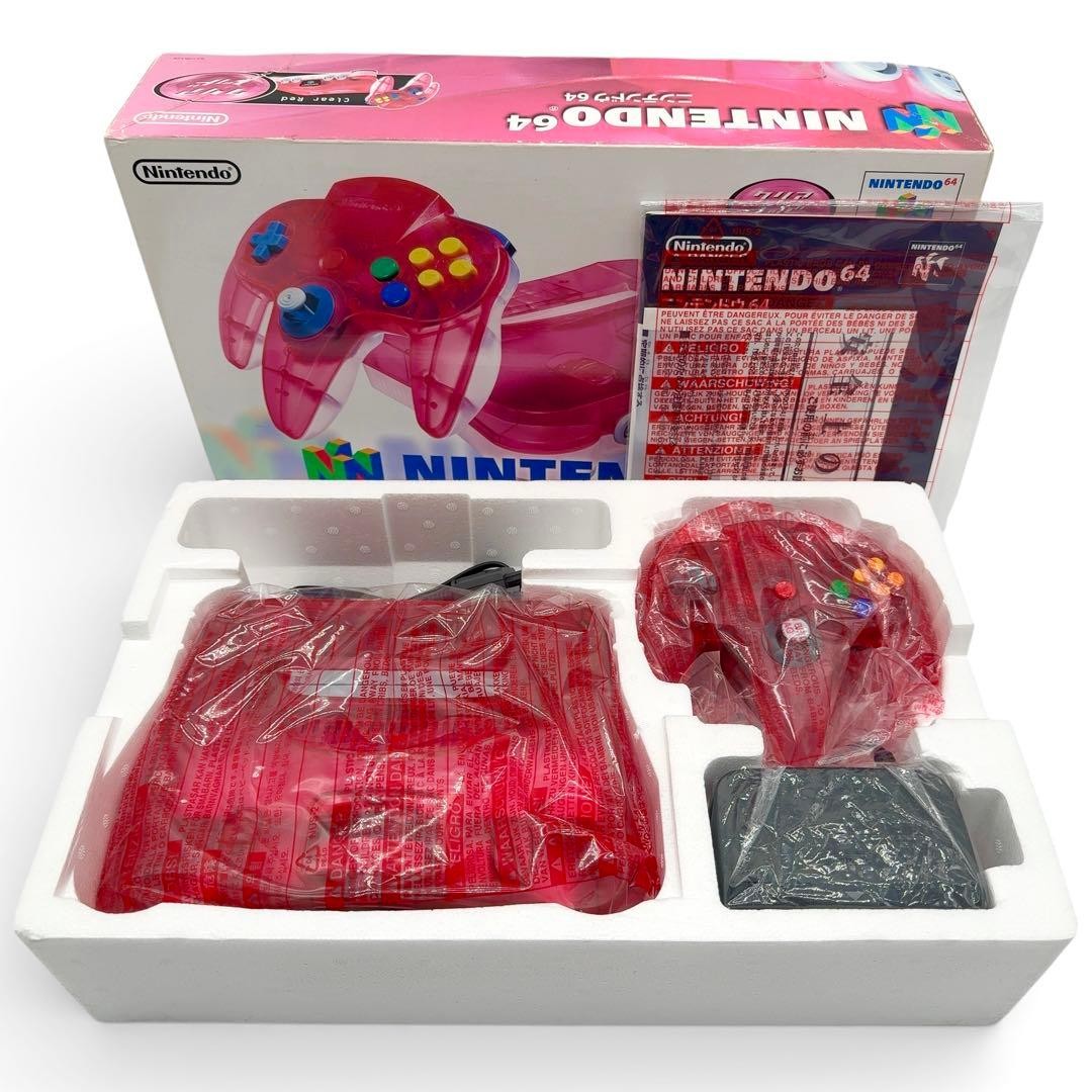 Nintendo 64 N64 Game Console System Clear Red Tested w/box mint