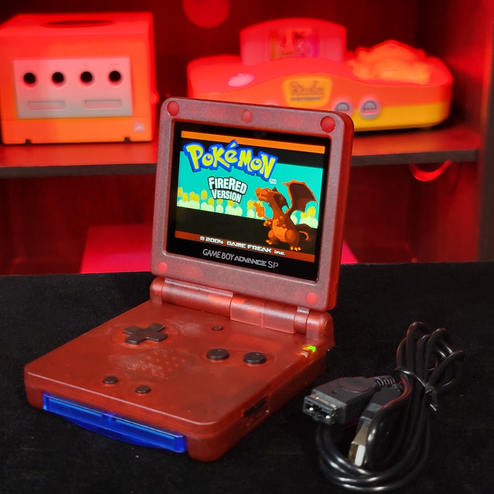 Clear Red Nintendo Game Boy Advance GBA SP IPS MOD Adjustable Brightness