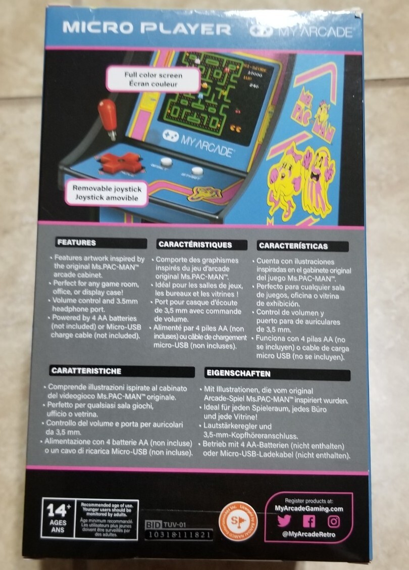 My Arcade Ms. Pac-Man Micro Player – Blue/Pink Retro Arcade