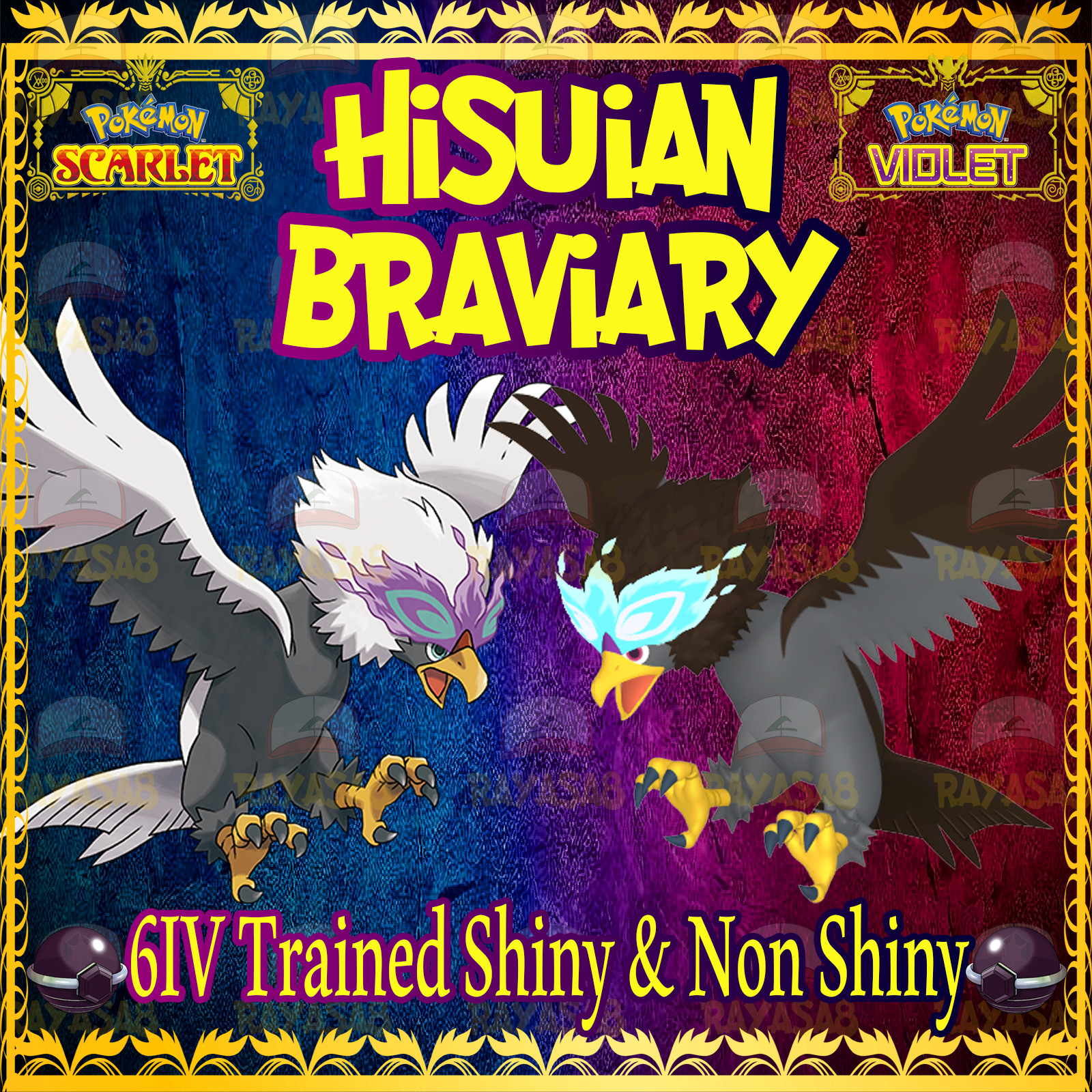 Shiny Hisuian Braviary Alpha 🌟Shiny🌟 & Non Shiny Pokemon Scarlet and Violet