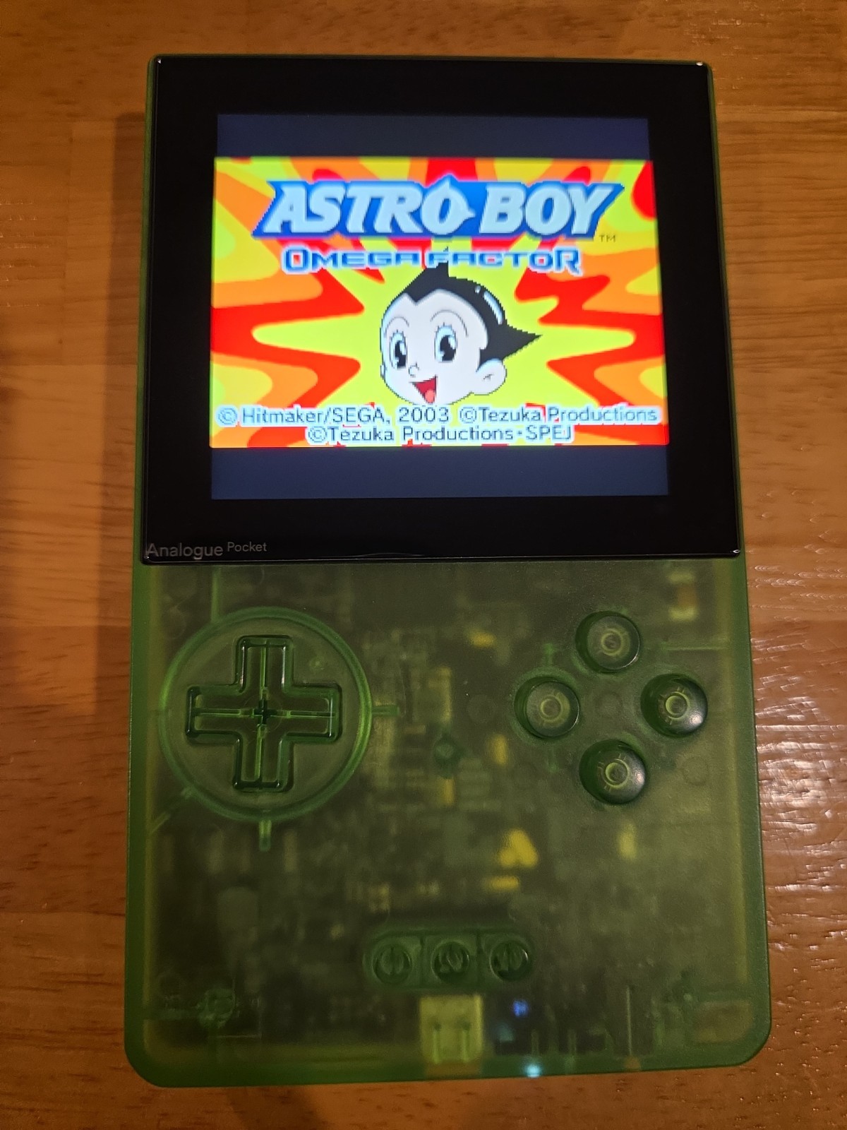 Analogue Pocket Transparent Green in Original Box – Gently Used. Hard Shell Case