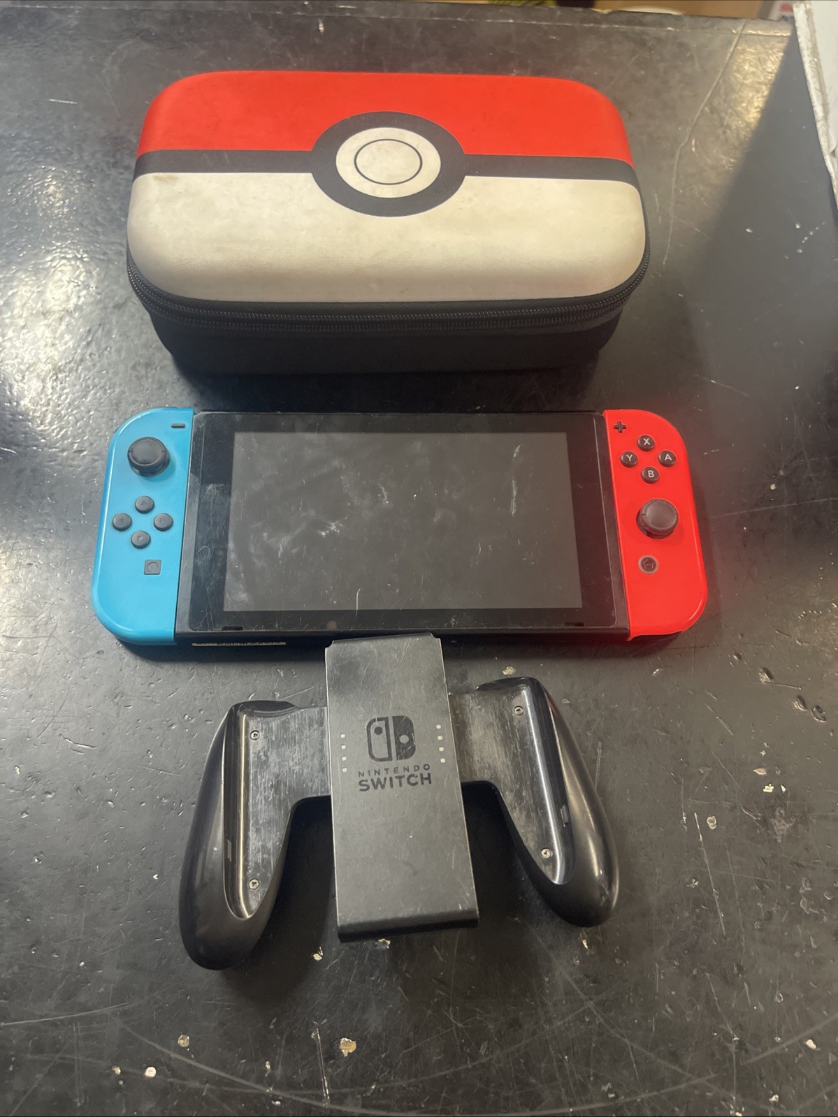 Nintendo Switch HAC-001 Console Neon Red Blue Joy-Con Wi-Fi HDMI USB-C with case