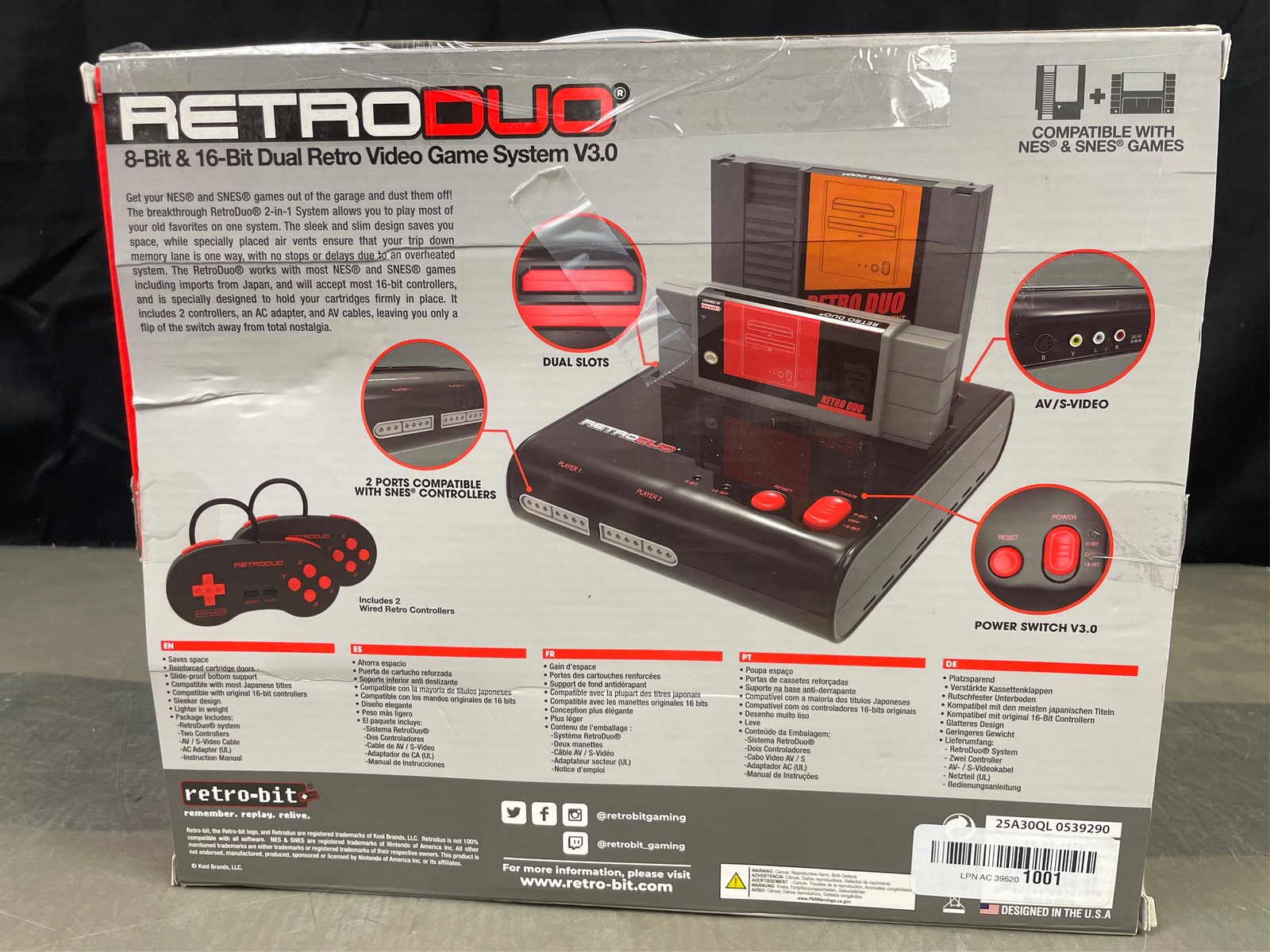 Retro-Bit RetroDuo 2 In 1 System Compatible with SNES And Nintendo NES Games Red