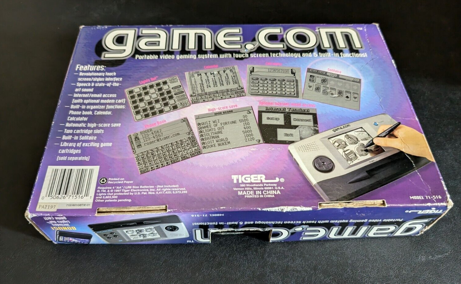 Tiger Game.com handheld system *missing stylus* boxed tested