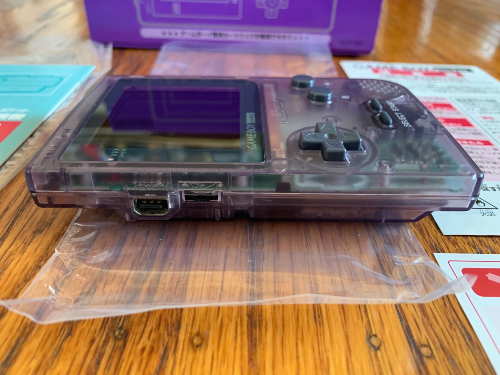 Nintendo Game Boy Pocket clear purple console system in box IPS backlit screen