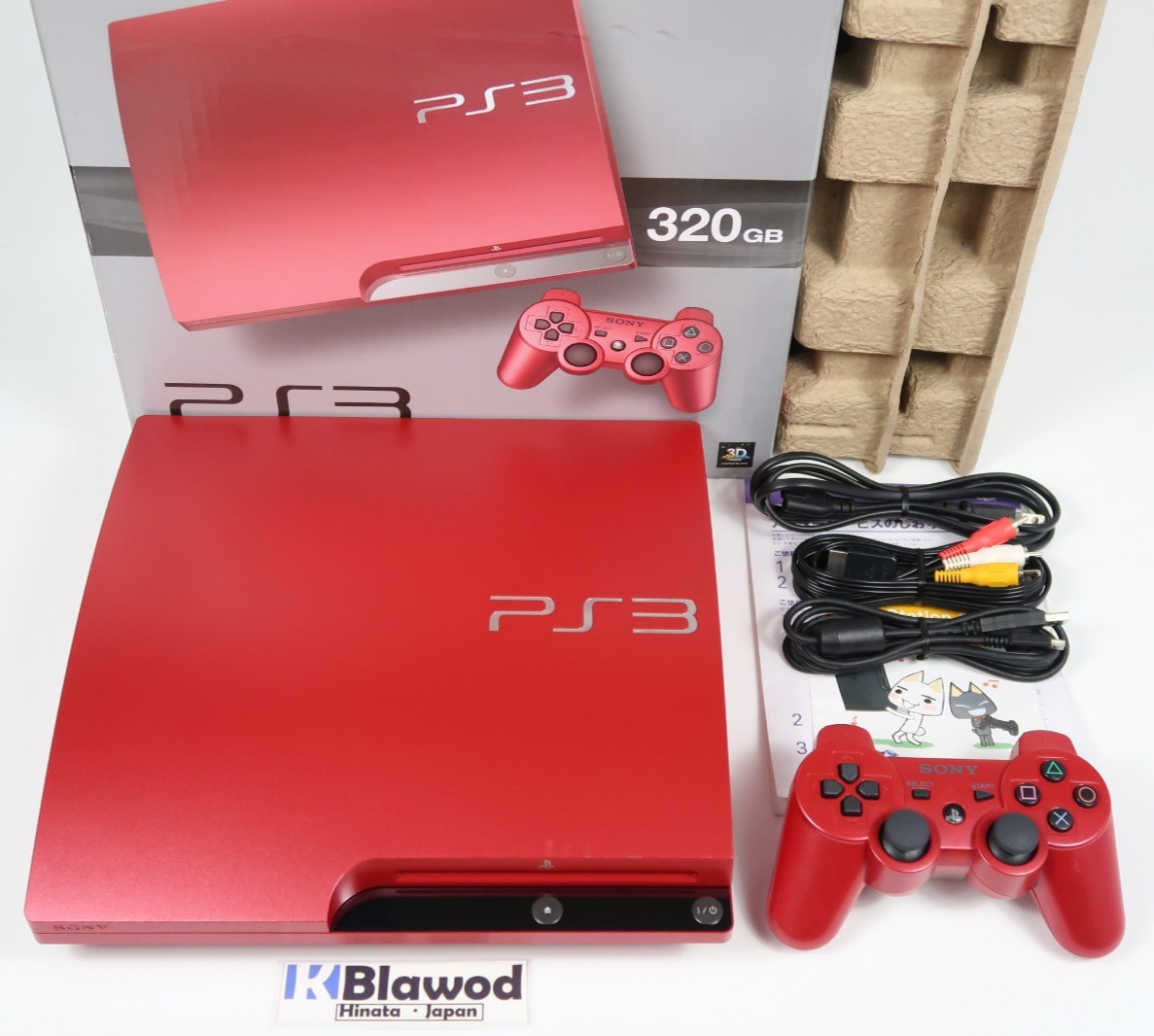 Sony PlayStation 3 PS3 Scarlet Red Console CECH 3000B 500GB Box Very Good F/S