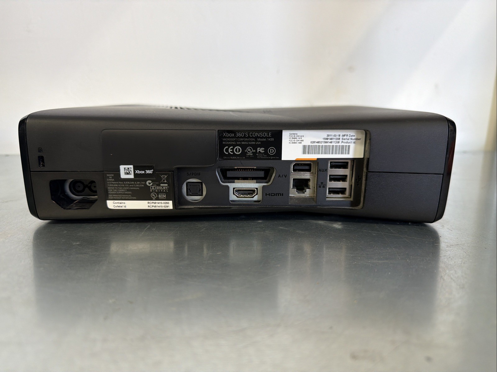 Xbox 360 S Slim Black (Model 1439) Console Bundle Tested & Working NO HARD DRIVE