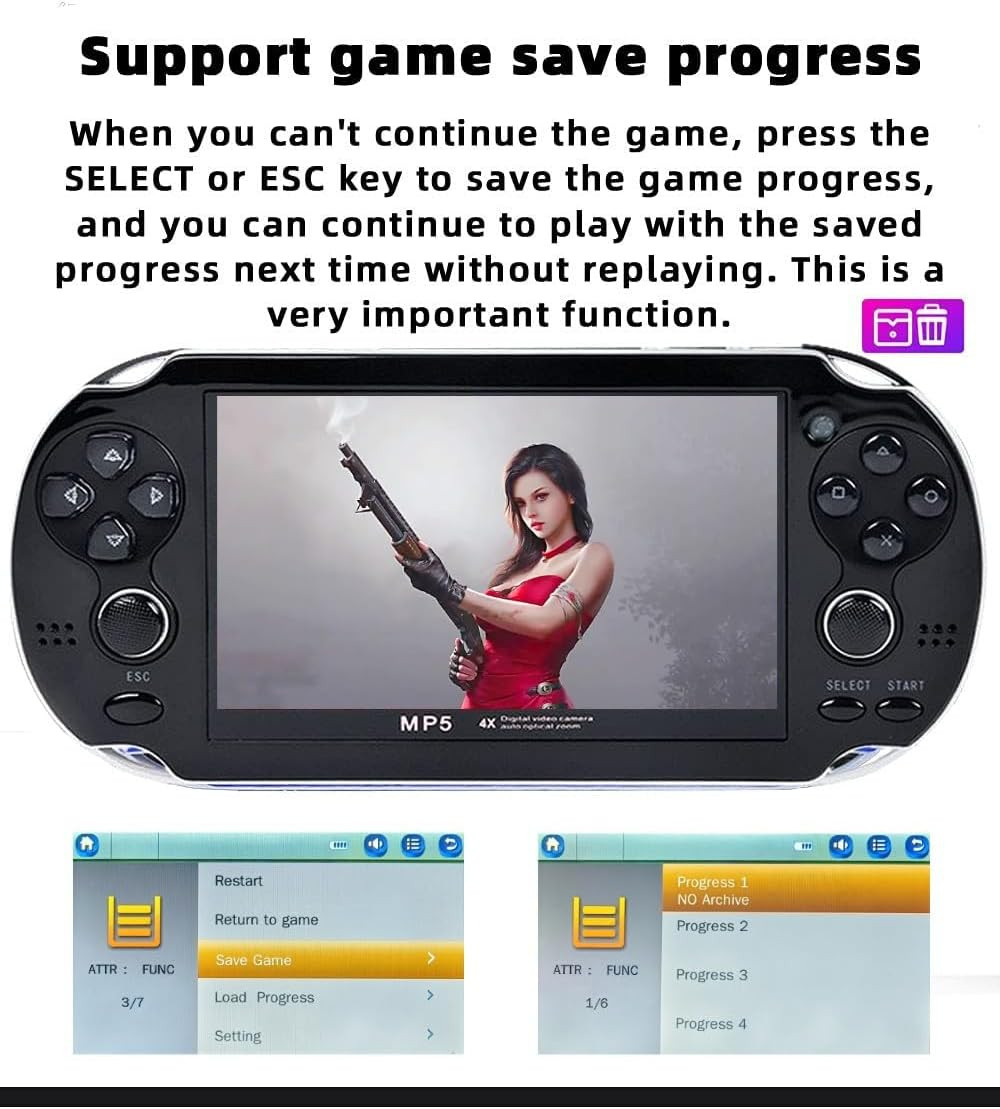 Handheld Game Console 4.3 Inch Double Joystick 8GB Build in 2200 Retro Game Vide