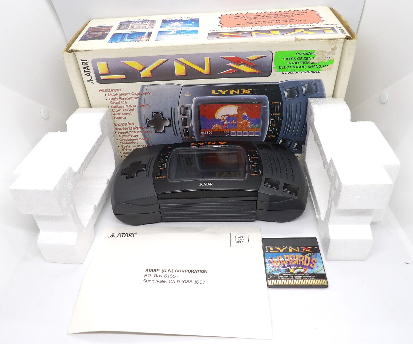 Atari Lynx II System PAG-0401 Handheld Console Near Complete CIB+ Warbirds Game