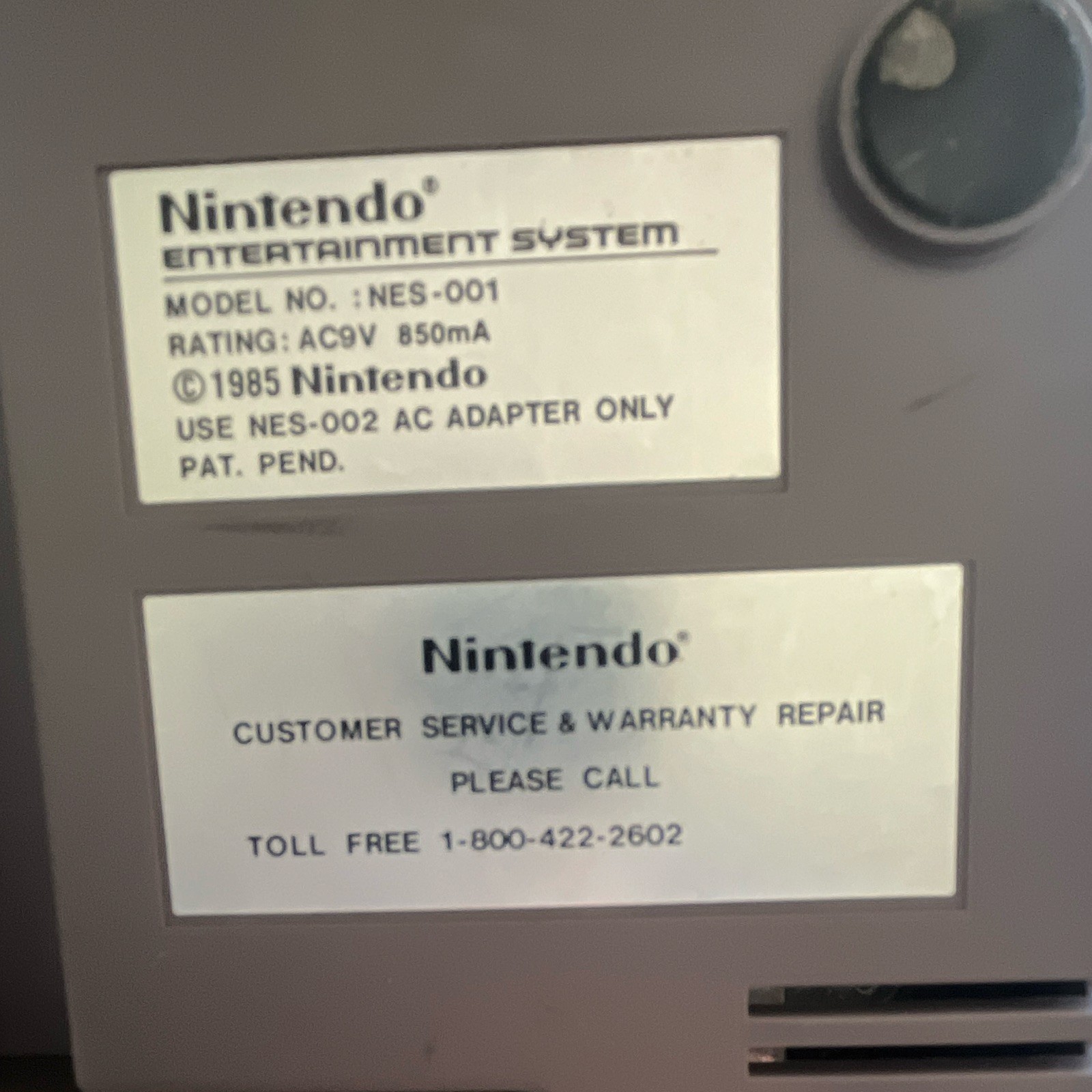 Nintendo NES-001 Console Gray/Beige NTSC 1985 NOT TESTED NO CORDS CONSOLE ONLY