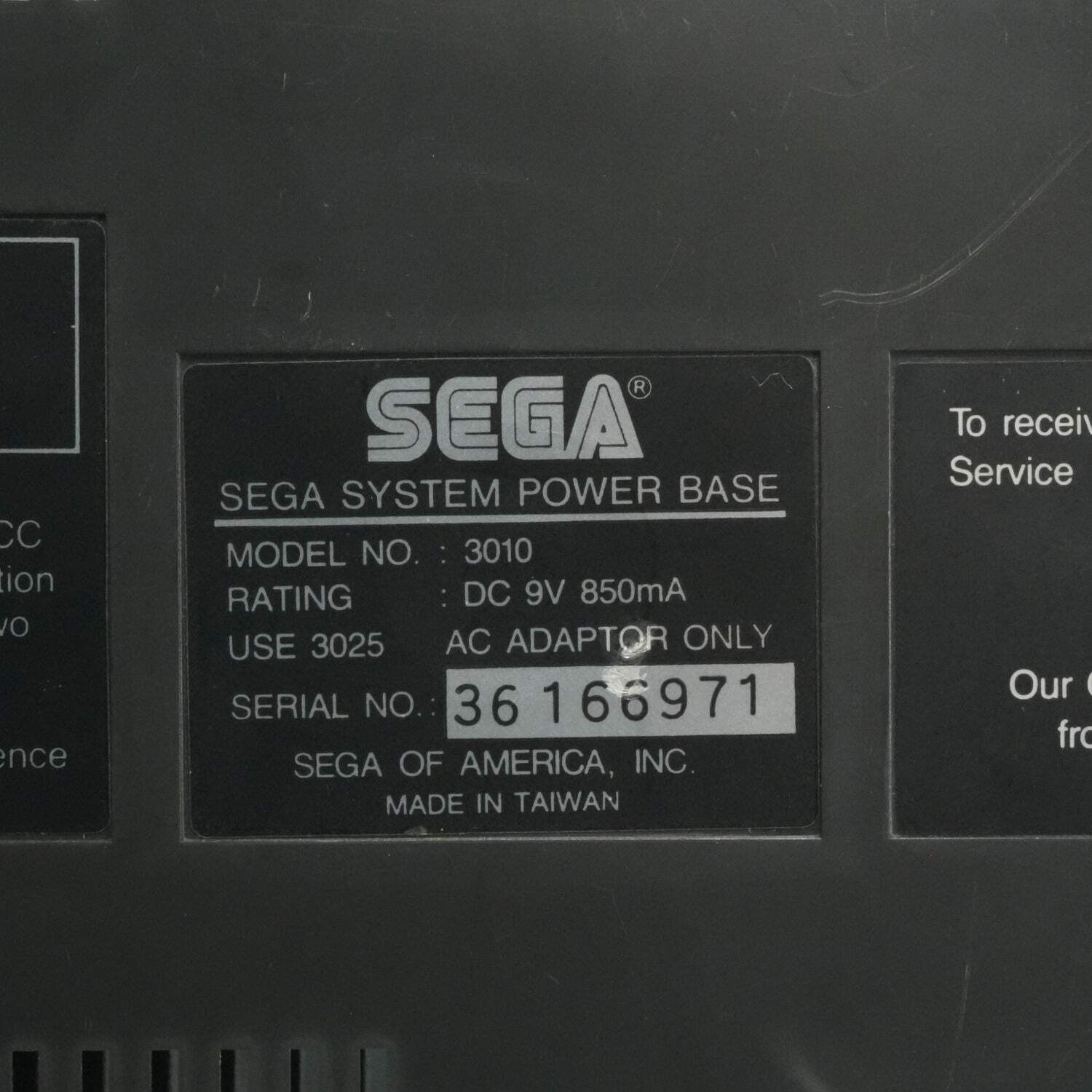SEGA Master System/Power Base Home Video Game Console 3010