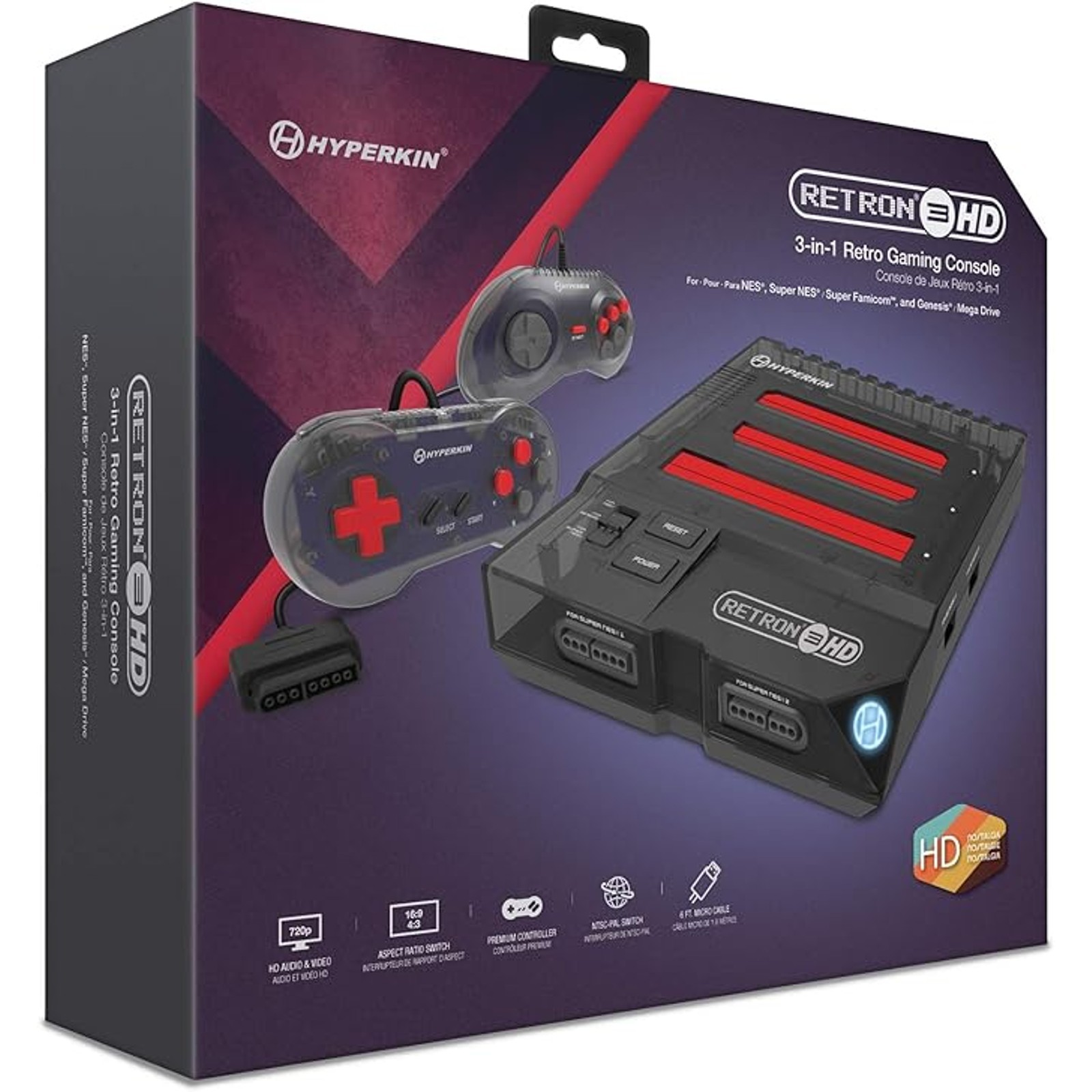 Hyperkin RetroN 3 HD 3-in-1 Console NES Super Nintendo Mega Drive 720p HDMI TV