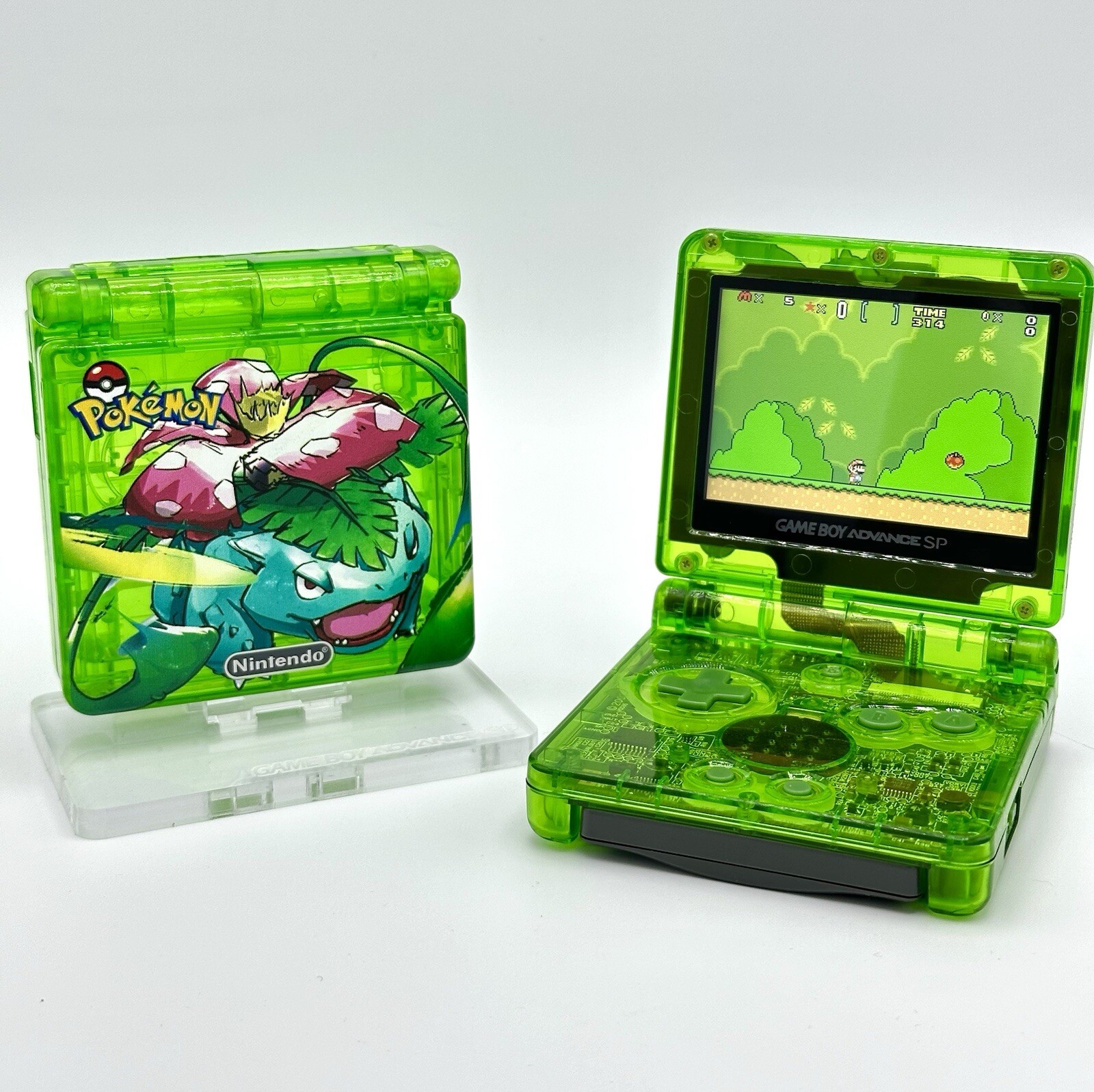 Game Boy Advance SP Custom IPS Backlit Screen UV Printed Shell Venusaur Pokemon