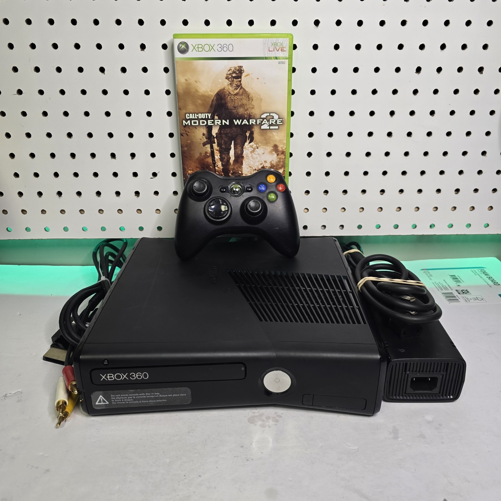 Xbox 360 Slim 250GB Matte Black Console Tested All Cables Controller COD MW2!