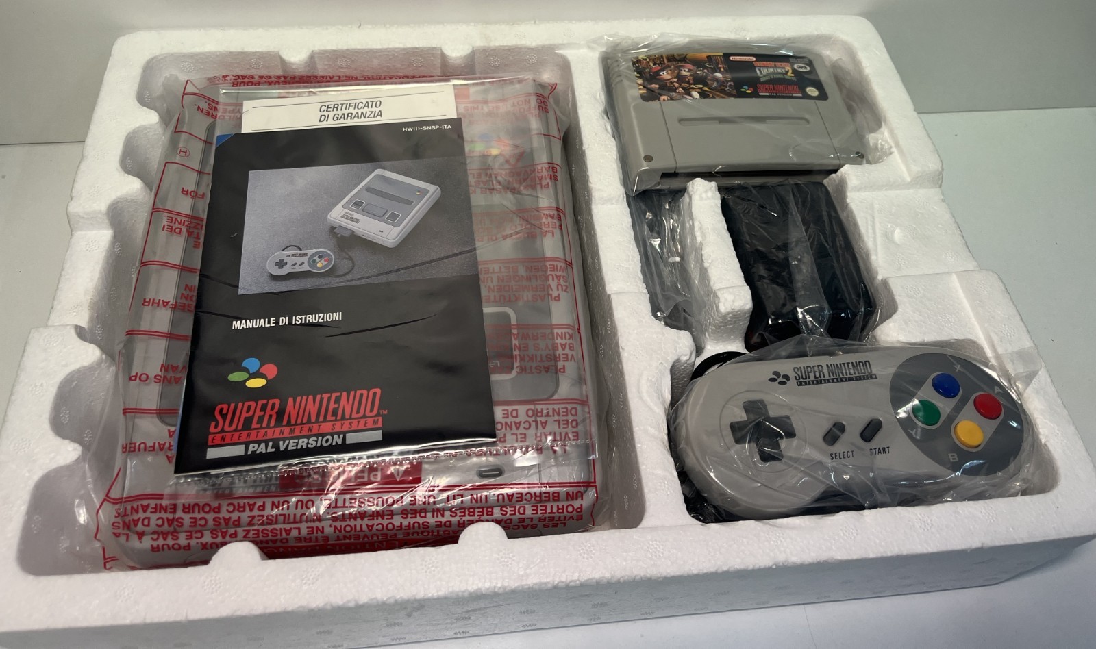 SUPER NINTENDO DONKEY KONG CONSOLE 2 SET GIG SNES PAL SNSP-S-CD(A)-ITA BOXED