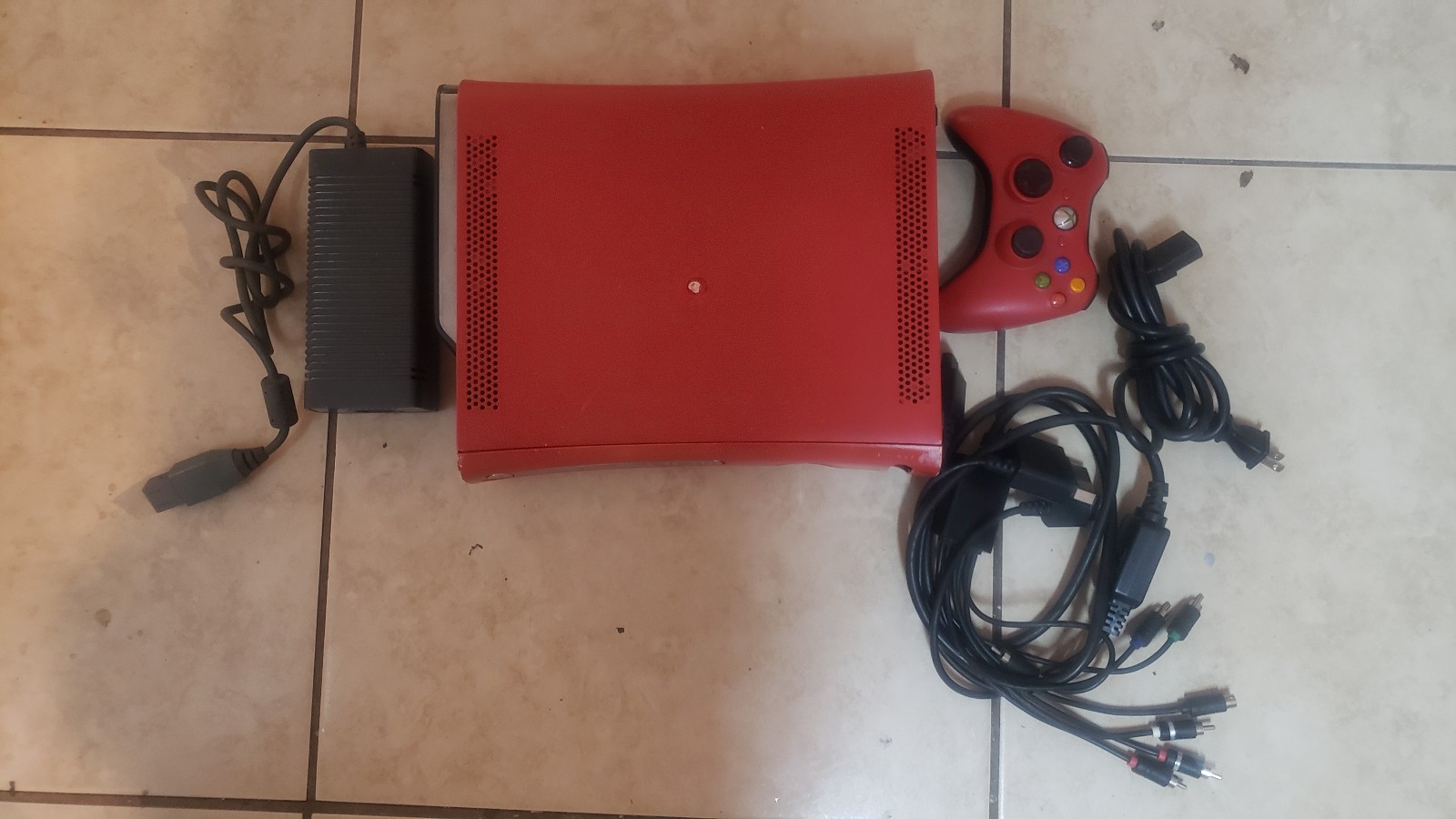 Xbox 360 Console Resident Evil 5 Red Controller 120 GB Tested Works Jasper