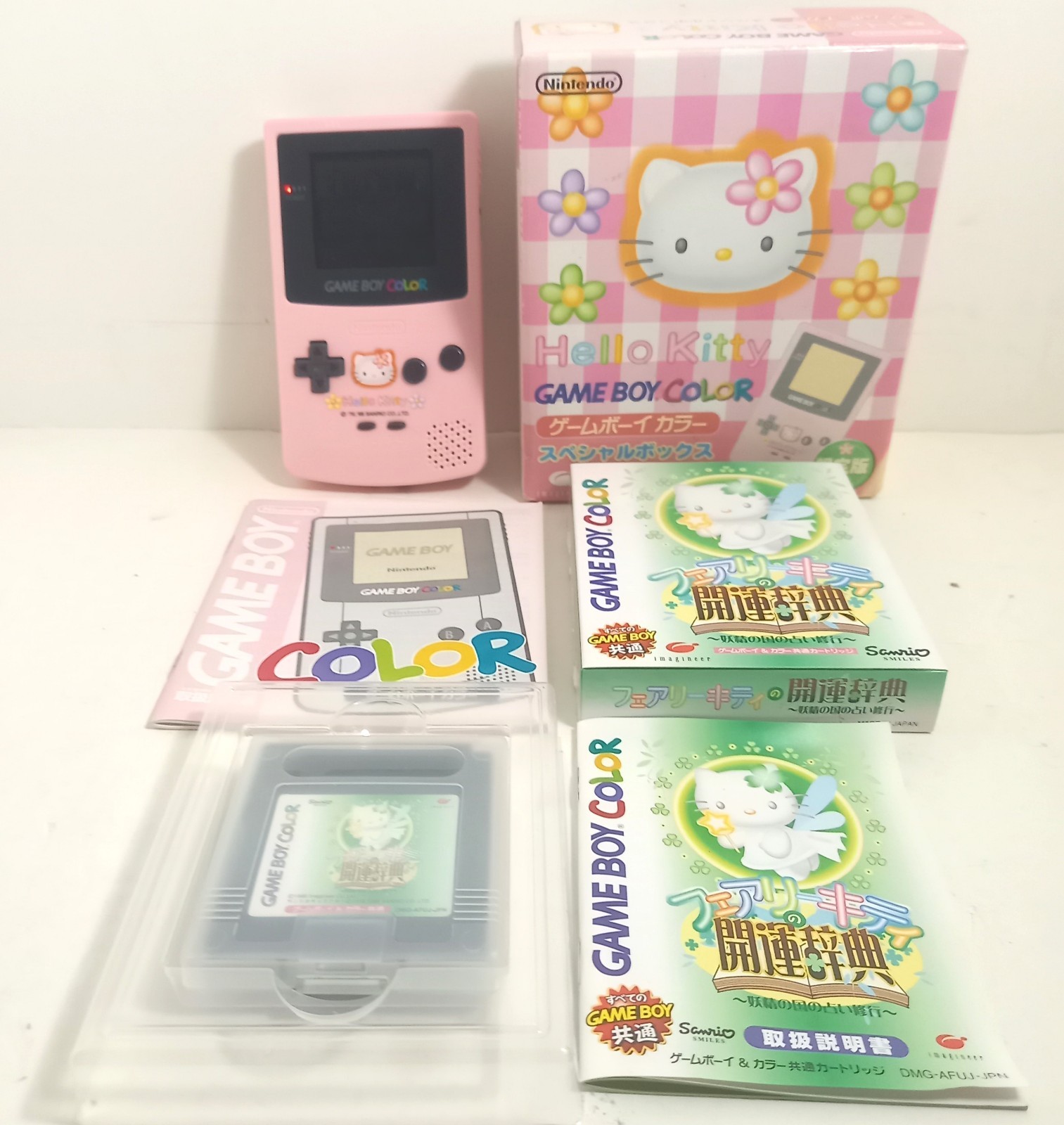 Nintendo Gameboy Color Pink Color Game Console Hello kitty Limited Model Fullset