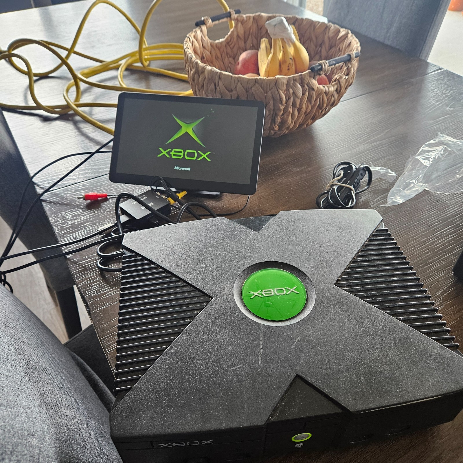 Microsoft Xbox Console – Black – working – with controller and hd upscaler bundl