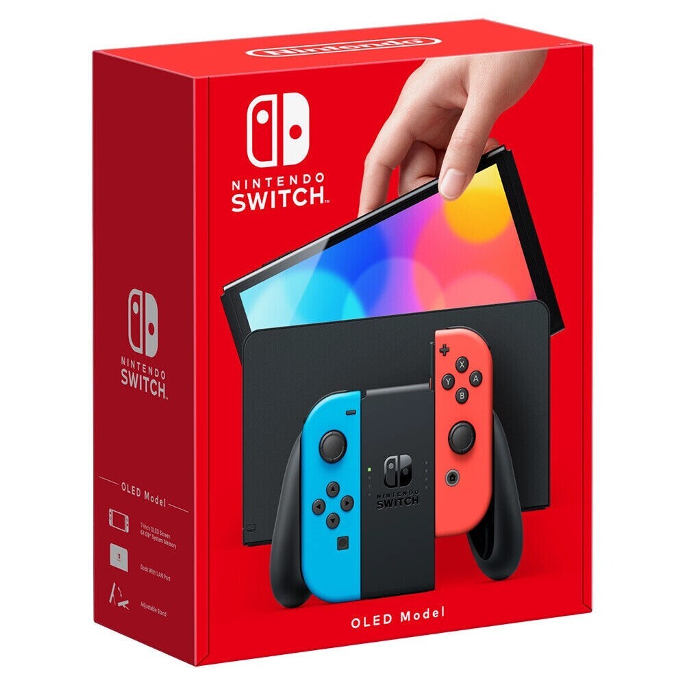 Nintendo Switch OLED Model HEG-001 Handheld Console – 64GB – Neon Blue/Neon Red