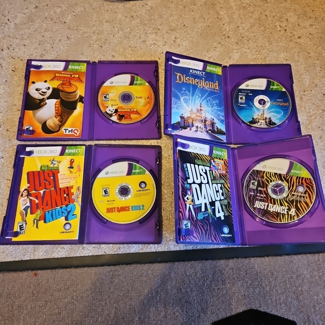 Xbox 360 Kinect Sensor + 9 Games Bundle Lot Tested Ready to Play