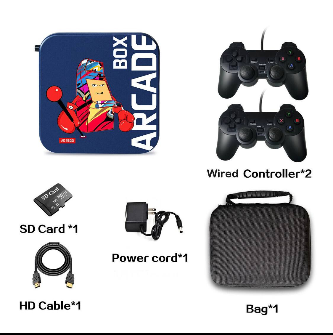 Super Arcade Box – Retro Video Game Console Wired Controllers Games Fun Case