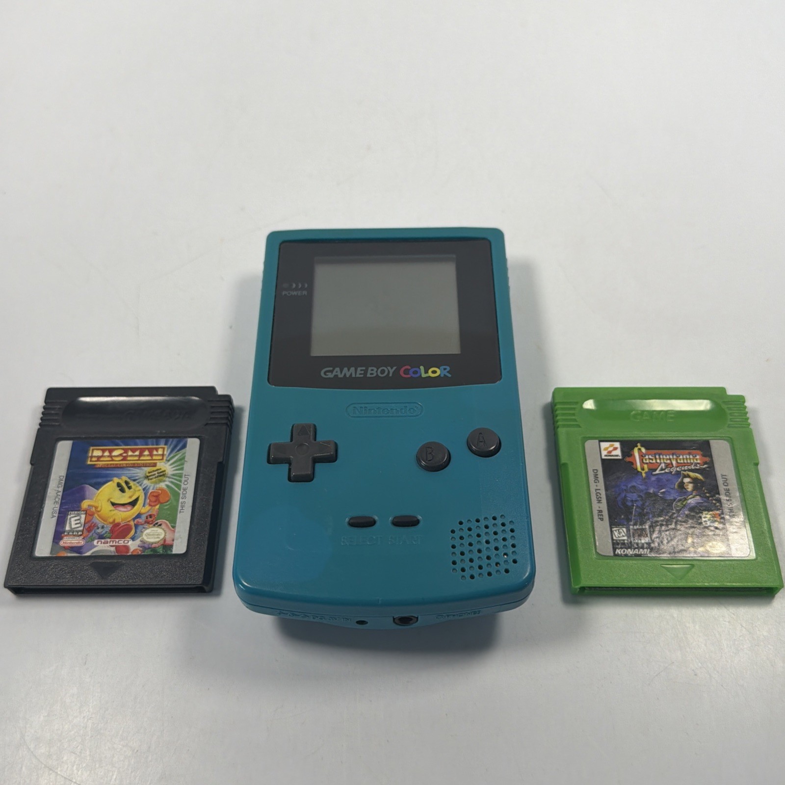 Nintendo Game Boy Color Handheld Console CGB-001 Teal Pac-Man & Bonus Game Works