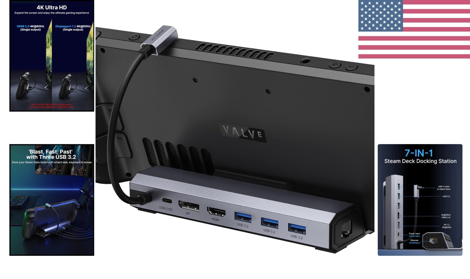 Compact USB 3.2 Dock with HDMI & DisplayPort for High-Performance Gaming
