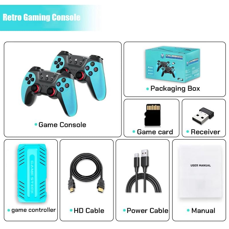 Wireless Retro Video Gaming Controller Console Built-in 50000+Games&40 Emulators
