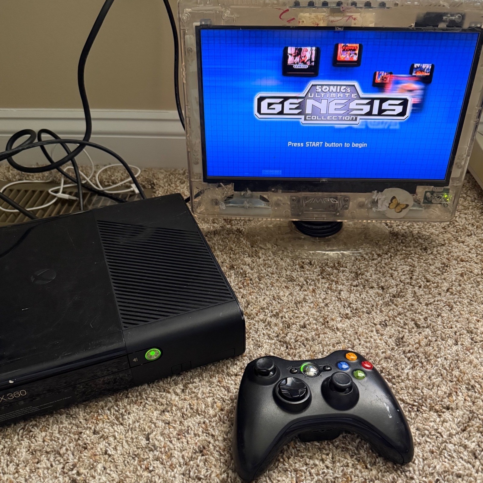 Microsoft Xbox 360 E Console Bundle Model 1538 3 Games OEM Controller Tested