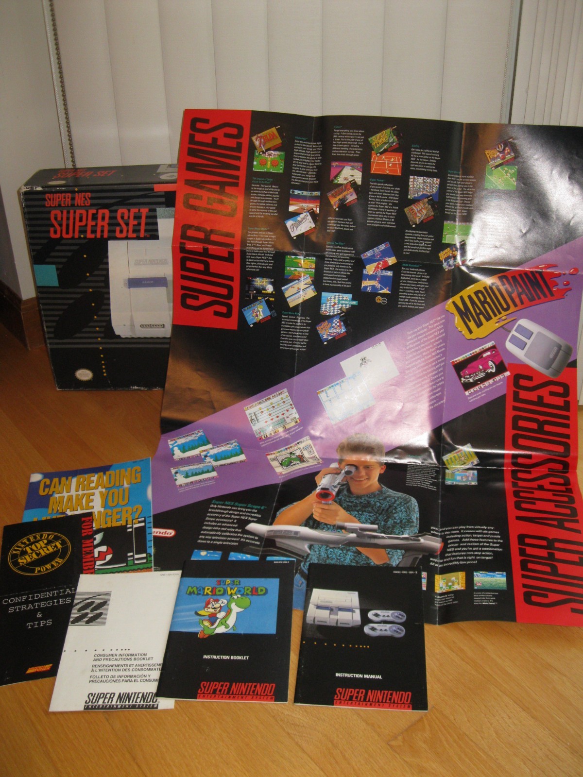 Super Nintendo SUPER NES Super Set Complete Box SUPER MARIO WORLD GAME