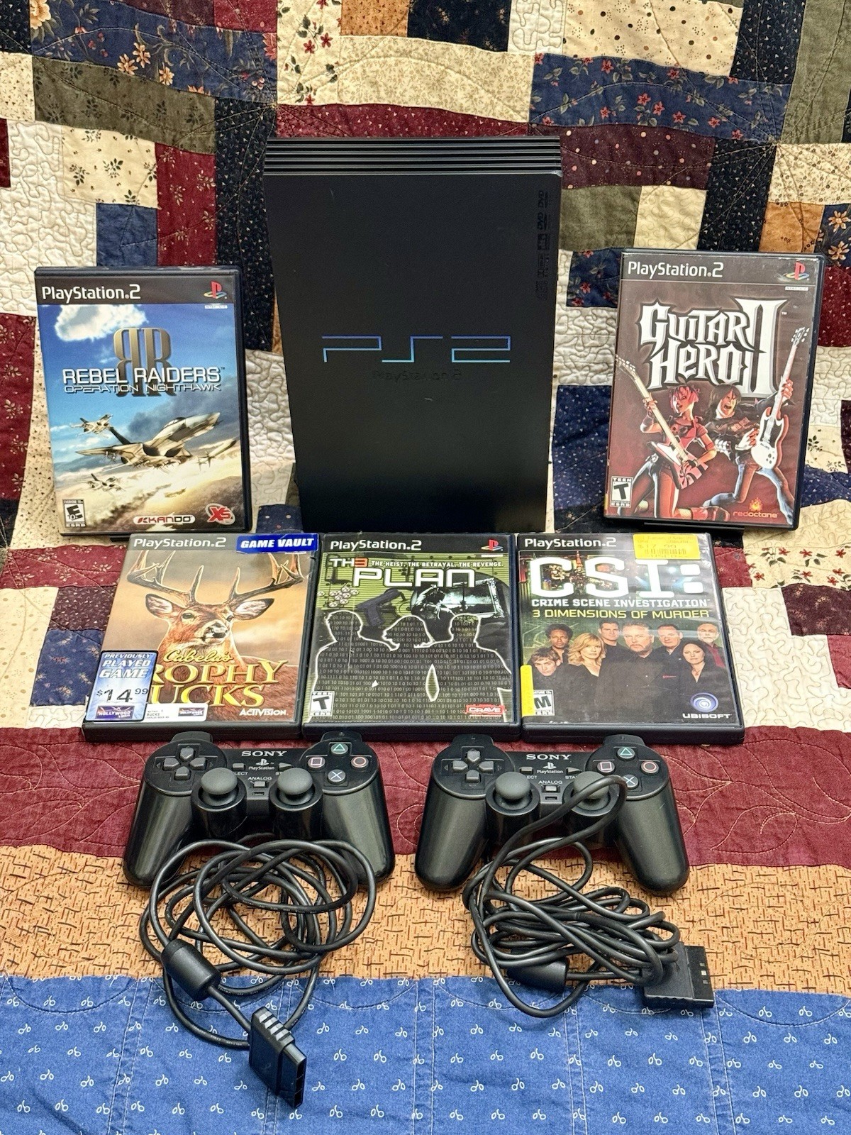 Sony PlayStation 2 Black Fat Console Bundle with Games and Controllers