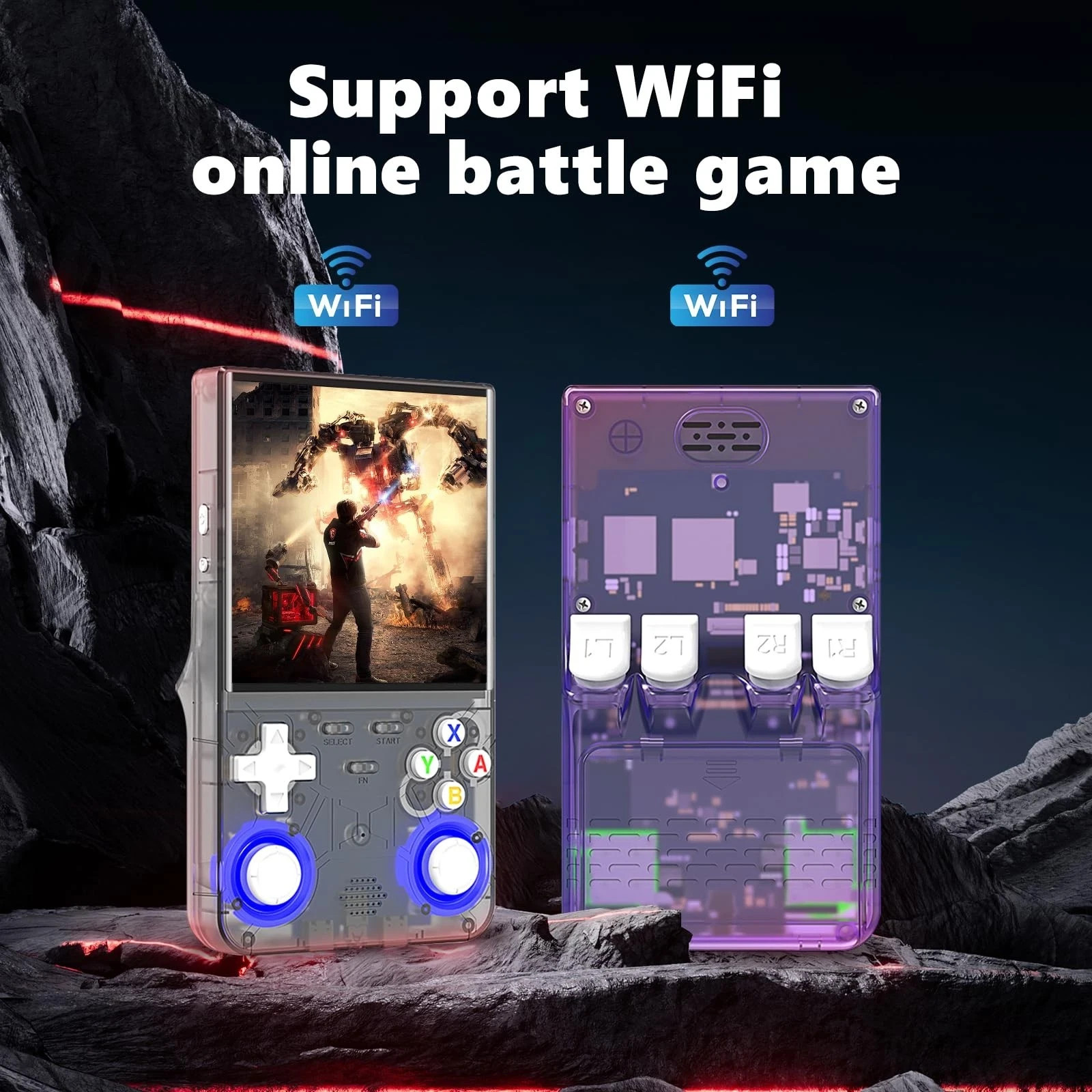 Blue R36S Ultra Handheld Game Console 3.5 Inch IPS Screen 20000+ Video Games