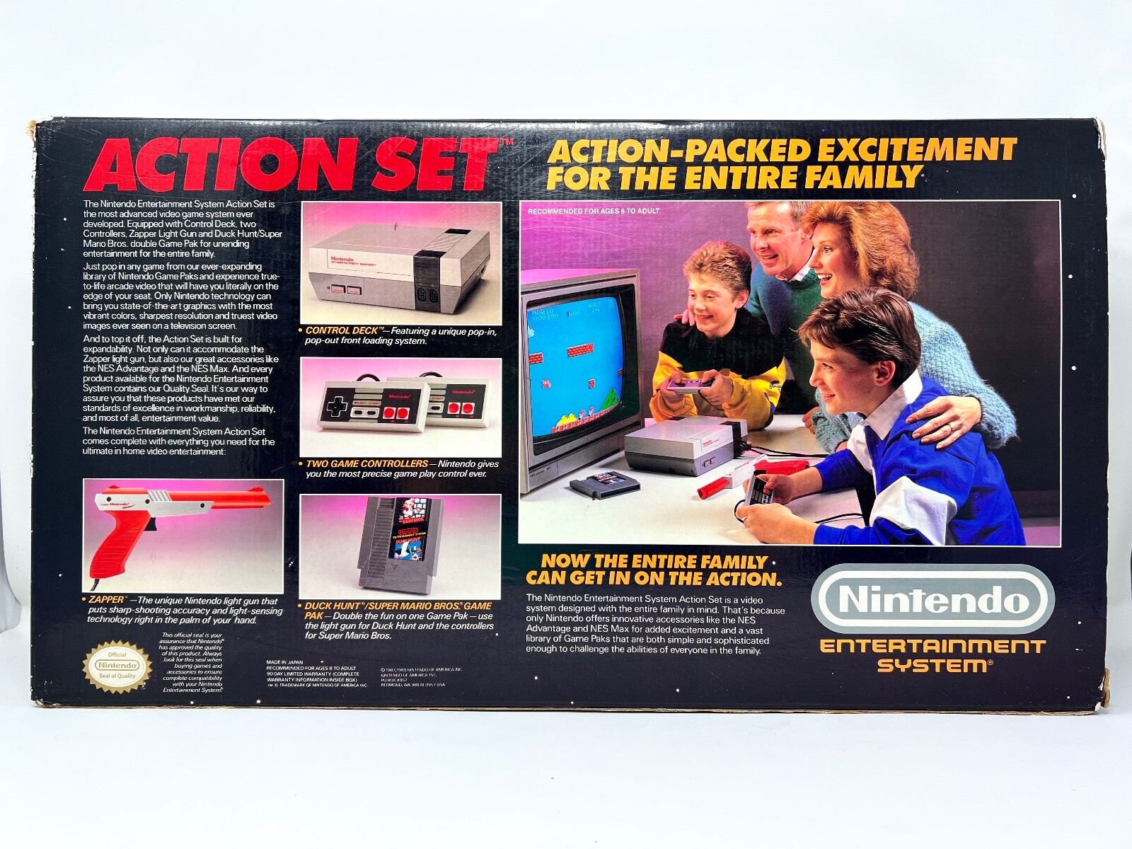 MINT CIB Nintendo NES 1985 Action Set w/ SEALED accessories + MINT NES Advantage