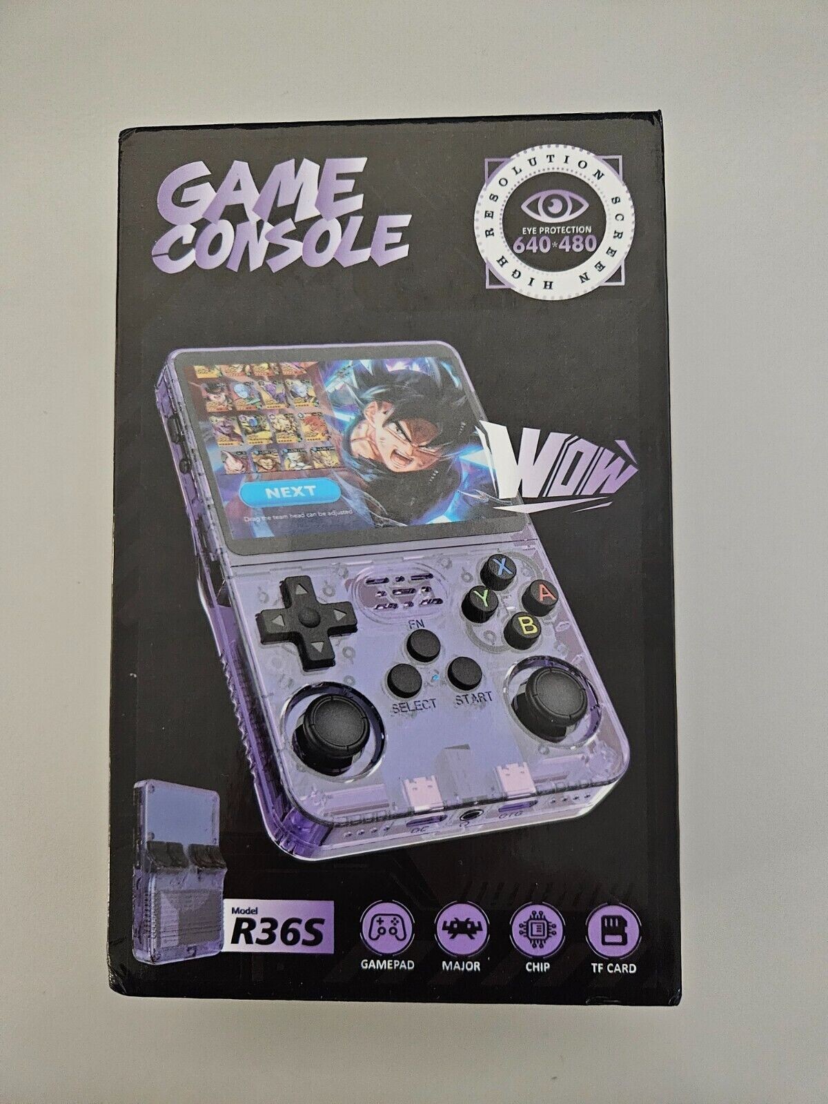 R36S CONSOLE PORTATILE RETRO GAME VIOLA TRASPARENTE + 15000 giochi PS PSP N64 .