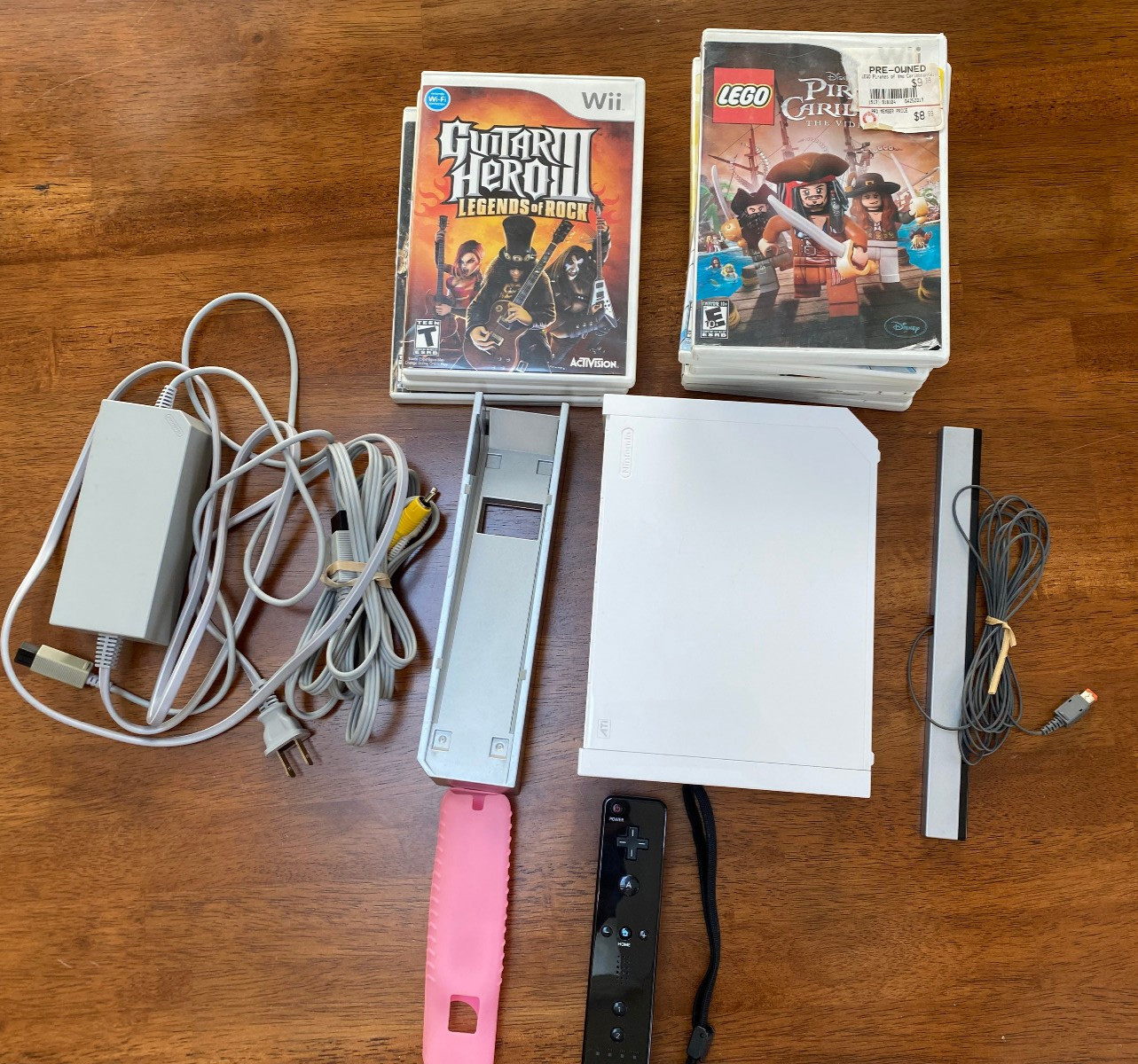 Nintendo Wii Lot Game Console Bundle W/ 9 Games 1 Black Motion Plus Controller
