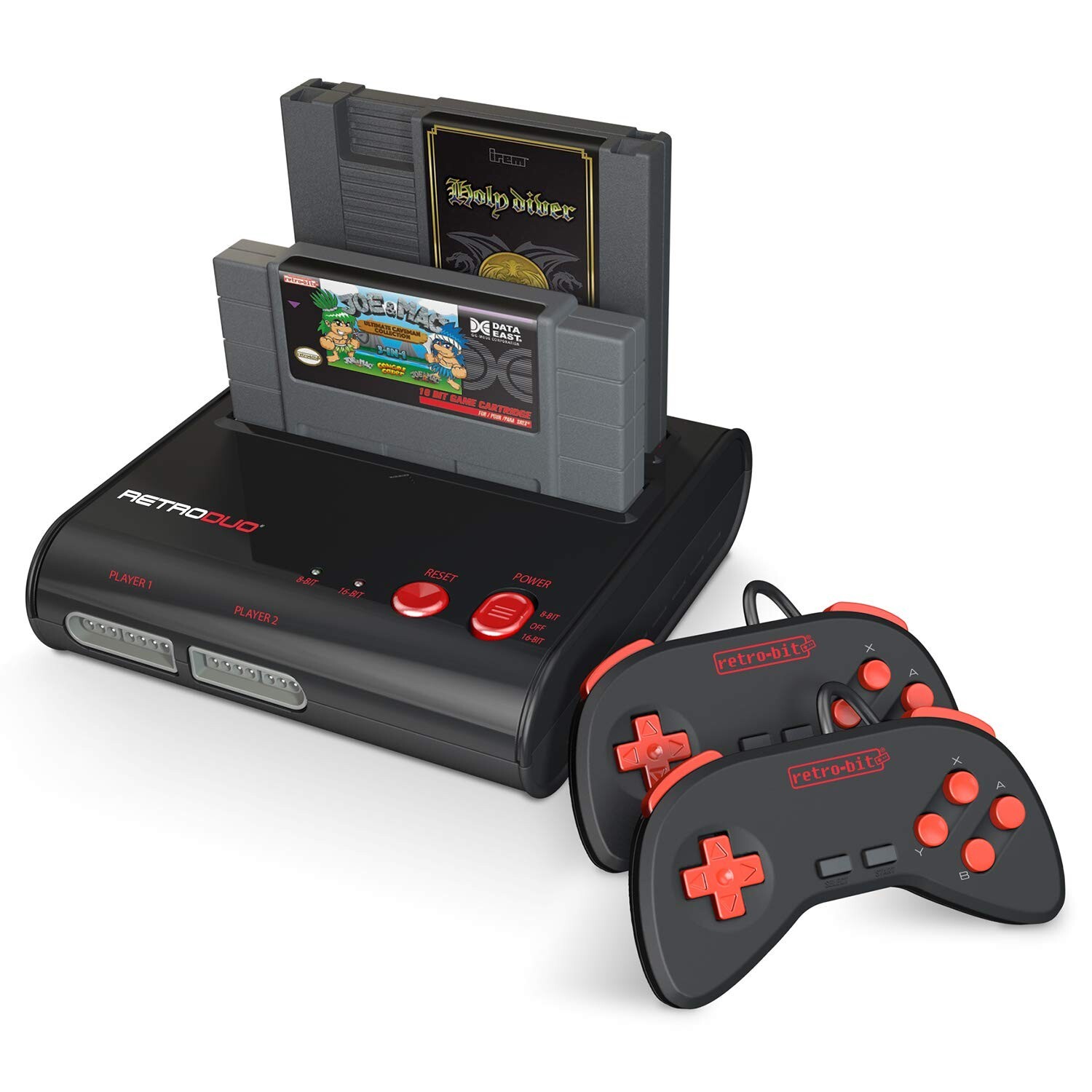 Retro Duo Console SNES & NES Dual 2in1 System -Red/Black -2 Controllers “New”