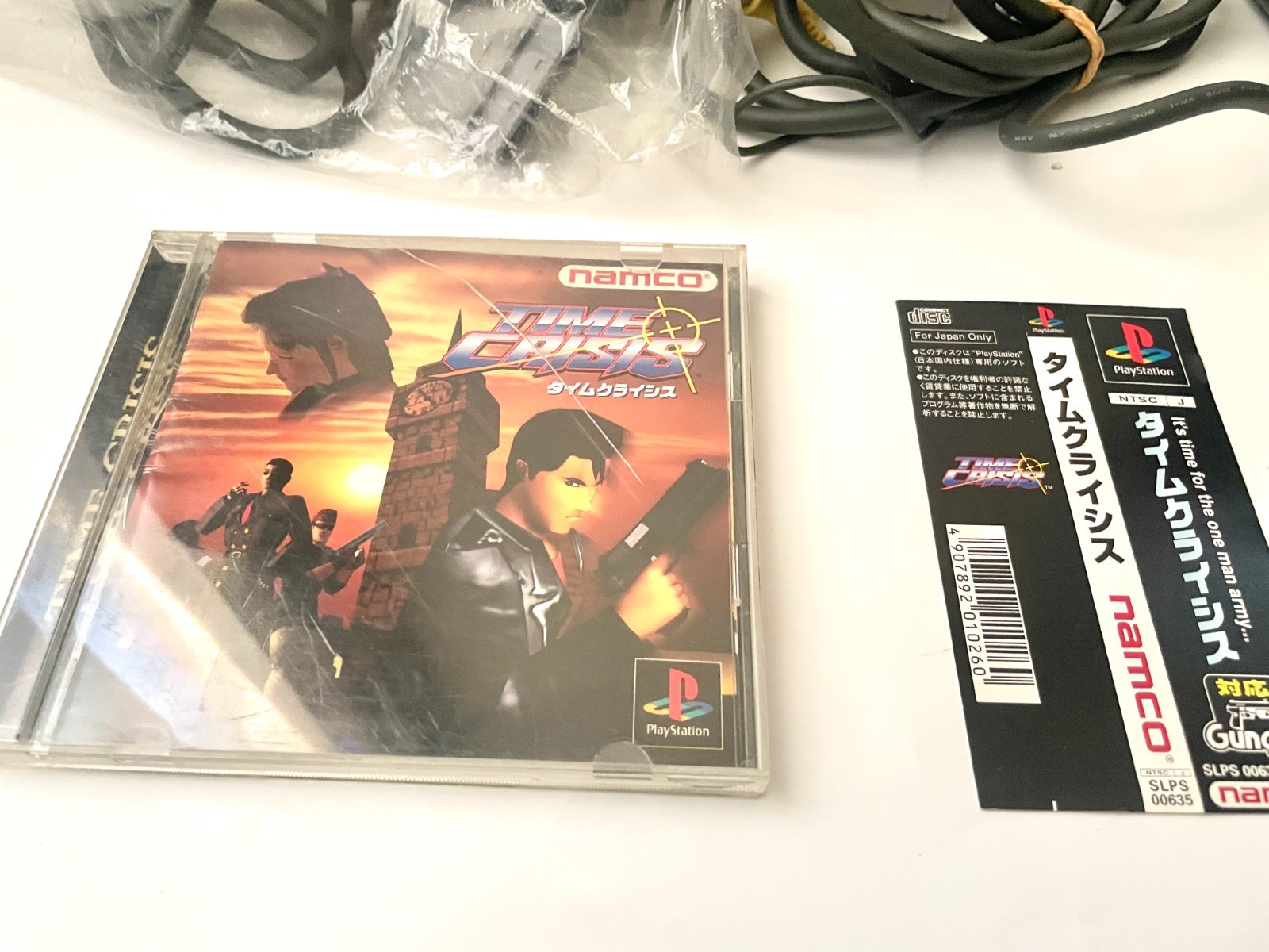 Namco GunCon NPC-103 + Time Crisis PS1 SLPS-00635 Light Gun Controller Set Japan