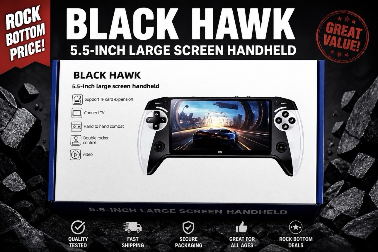 Black Hawk 5.5 – Inch Large Screen Handheld Video Game New w/ Open Box