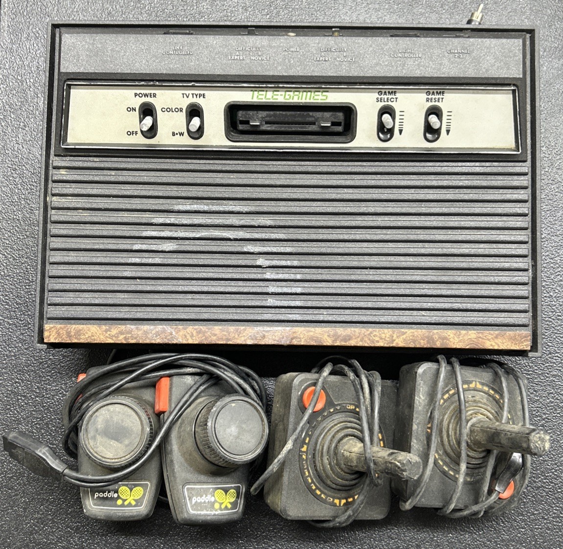 ATARI Tele-Games Video Arcade Console With Game Paddles And Joysticks Works